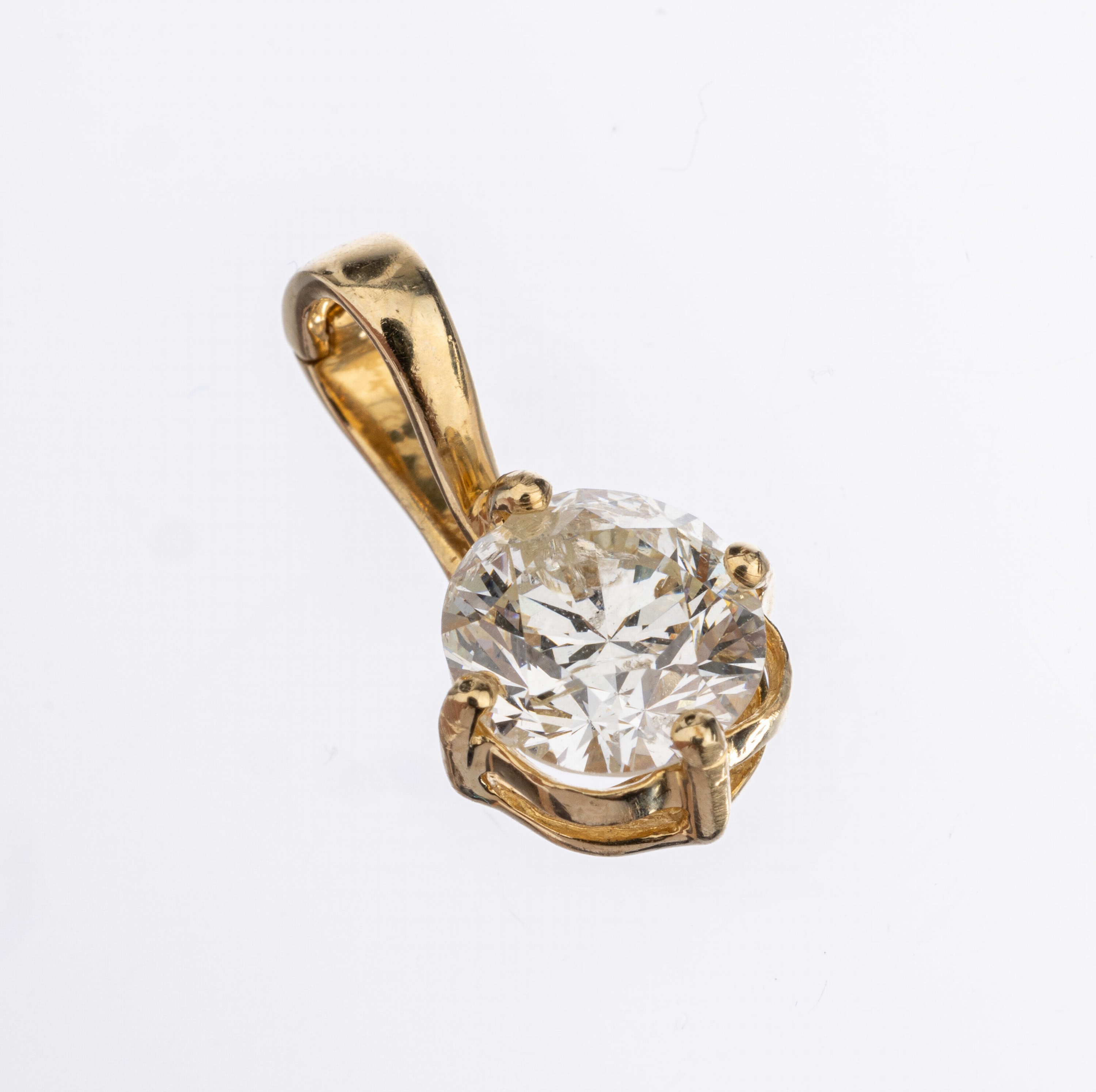 14 kt Gold Brillant-Clipanhänger, GG 585/000, Brillant ca. 1.52 ct Weiß/p