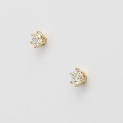 26811962a - Paar Ohrstecker mit Brillanten, GG 750/000, 2 Brill. in Krappenfassung zus. ca. 0.50 ct ...