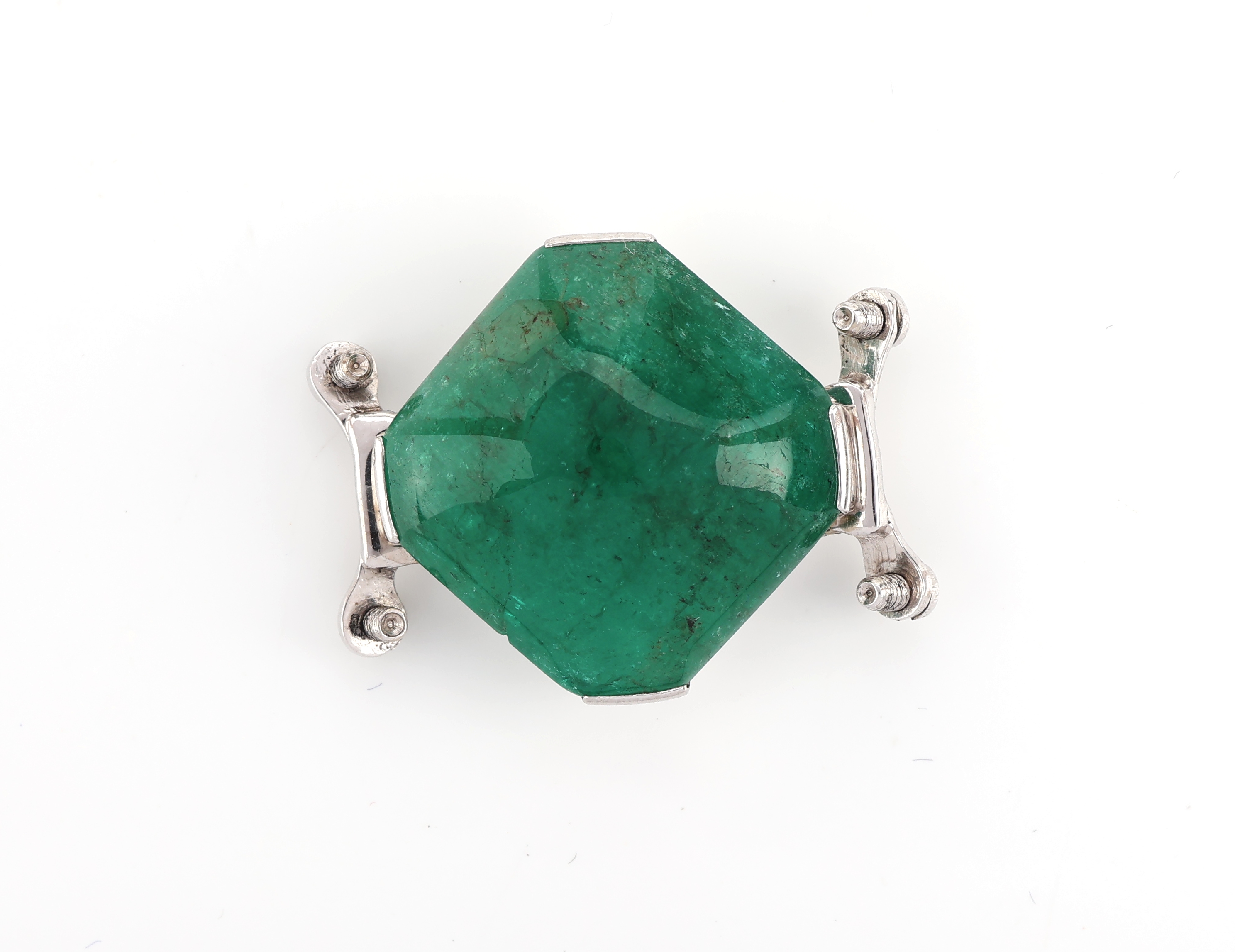 Detail c: Platin Art Deco Diamant-Smaragd- Verwandlungsschmuckstück, um 1925-30, Pt. gepr., prunkvolle Sonderanfertigung, mit Smaragd als Mittelteil, ohne ...