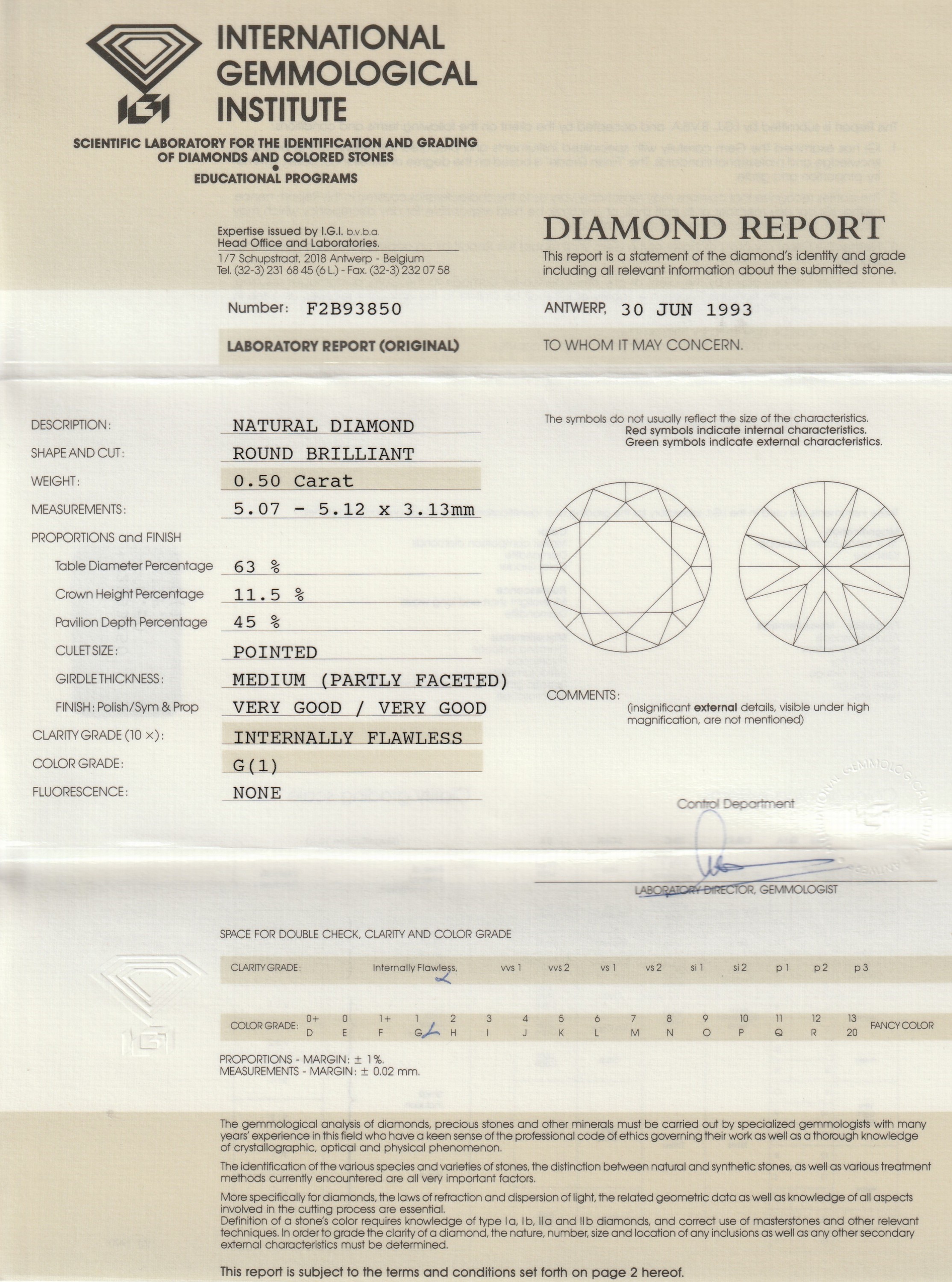 Detail b: Paar 18 kt Gold Brillant-Ohrstecker, WG 750/000, 1 Brillant 0.50 ct hochfeines Weiß E/lr und 1 Brillant 0.50 ct feines Weiß G/lr, beide Brillanten ...