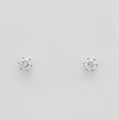 Image Paar Ohrstecker mit Brillanten, WG 750/000, 2 Brill. in Krappenfassung zus. ca. 0.30 ct ...