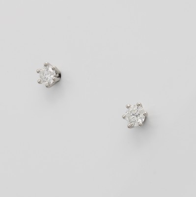 26812021a - Paar Ohrstecker mit Brillanten, WG 750/000, 2 Brill. in Krappenfassung zus. ca. 0.40 ct ...