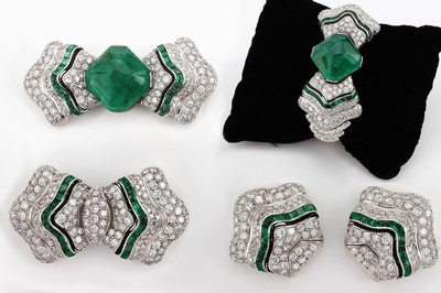 Image Platinum Art Deco diamond-emerald- transformation piece of jewelry, approx. 1925 -30 , ...