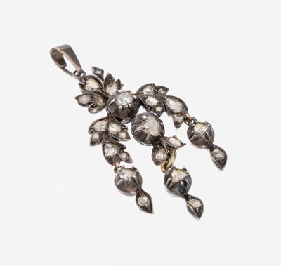 Image 26812080 - 14 kt Gold Diamant-Anhänger, um 1820, GG 585/000 und Silber, Diamantrosen zus. ca. ...