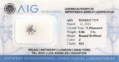 Image Loser Brillant, 0.86 ct l.get.Weiß/p 2, laut AIG Expertise J/si 3, ...