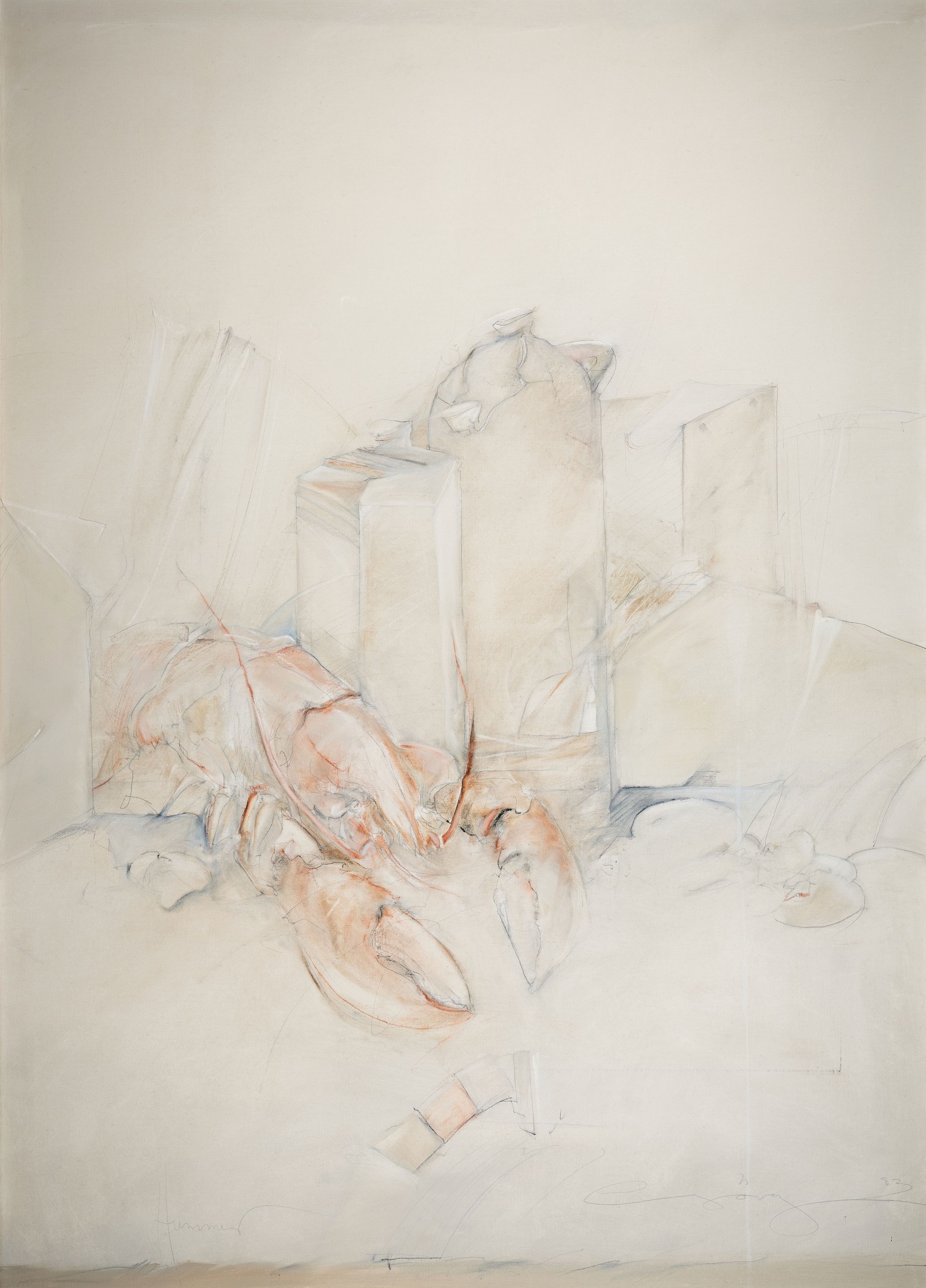 Jürgen Görg, geb. 1951, Hummer, Acryl auf Lwd, handsign., betitelt, ca. 150x100cm, R. 146x103 cm