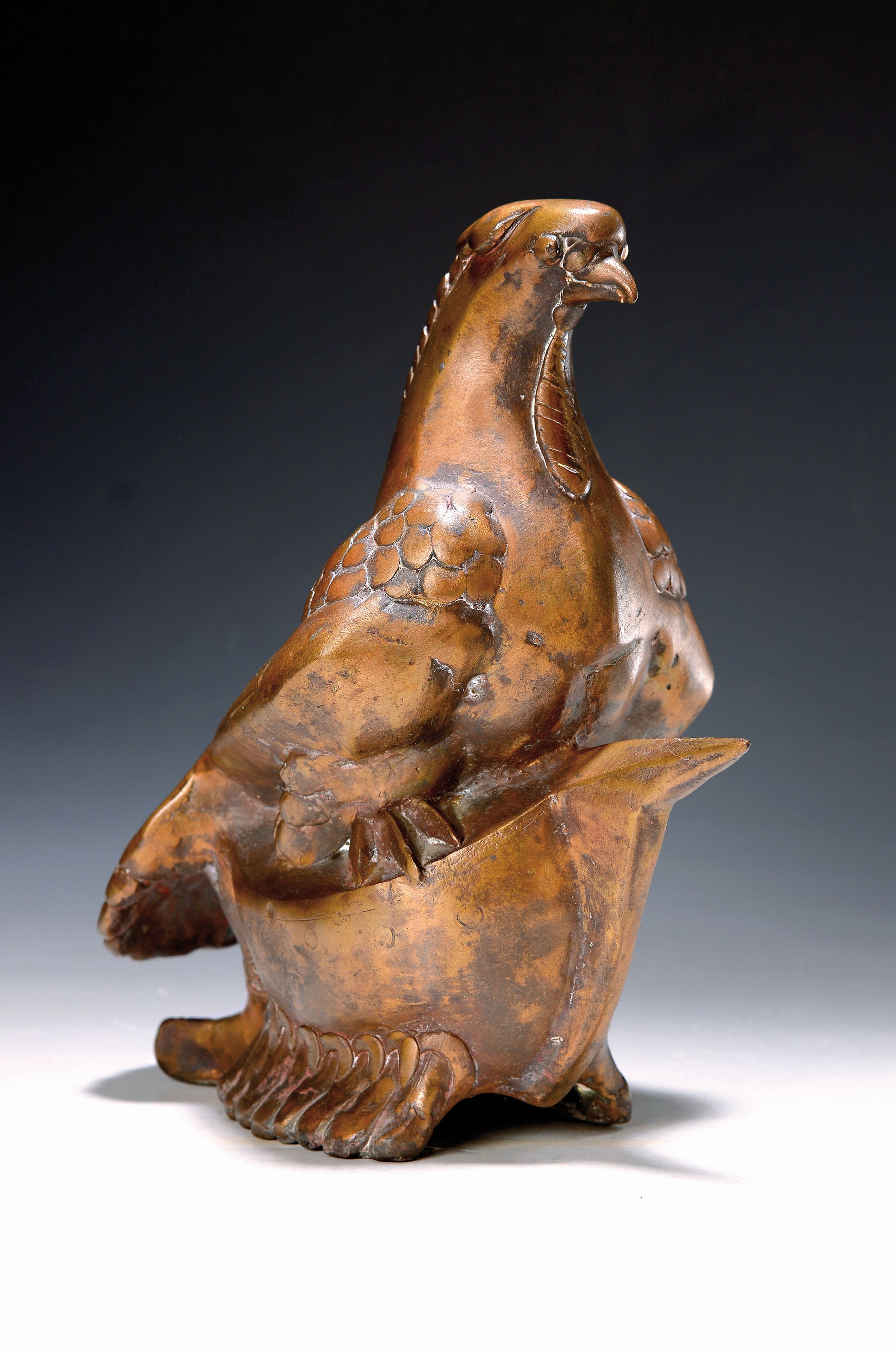 Gernot Rumpf, geb. 1941 Kaiserslautern, Taube auf Boot, Bronzeguss, signiert, H. ca. 26cm