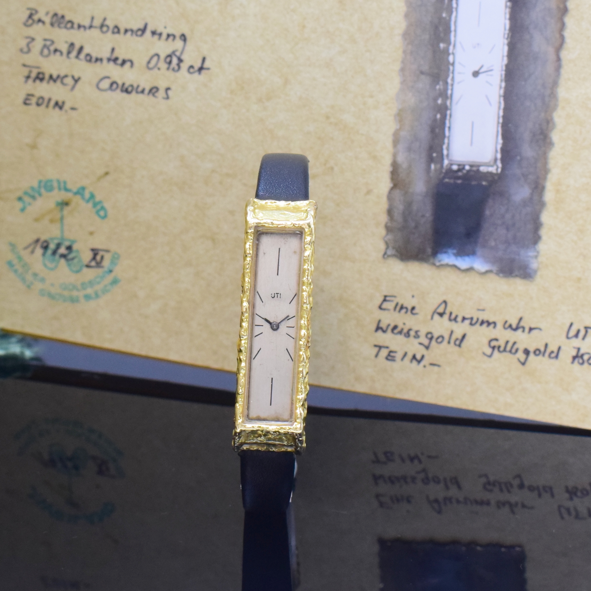 UTI Paris / Weiland aussergewöhnliche Damen- armbanduhr in WG/GG 750/000, Frankreich / Deutschland lt. orig. Papier verk. 1982, Handaufzug, ...