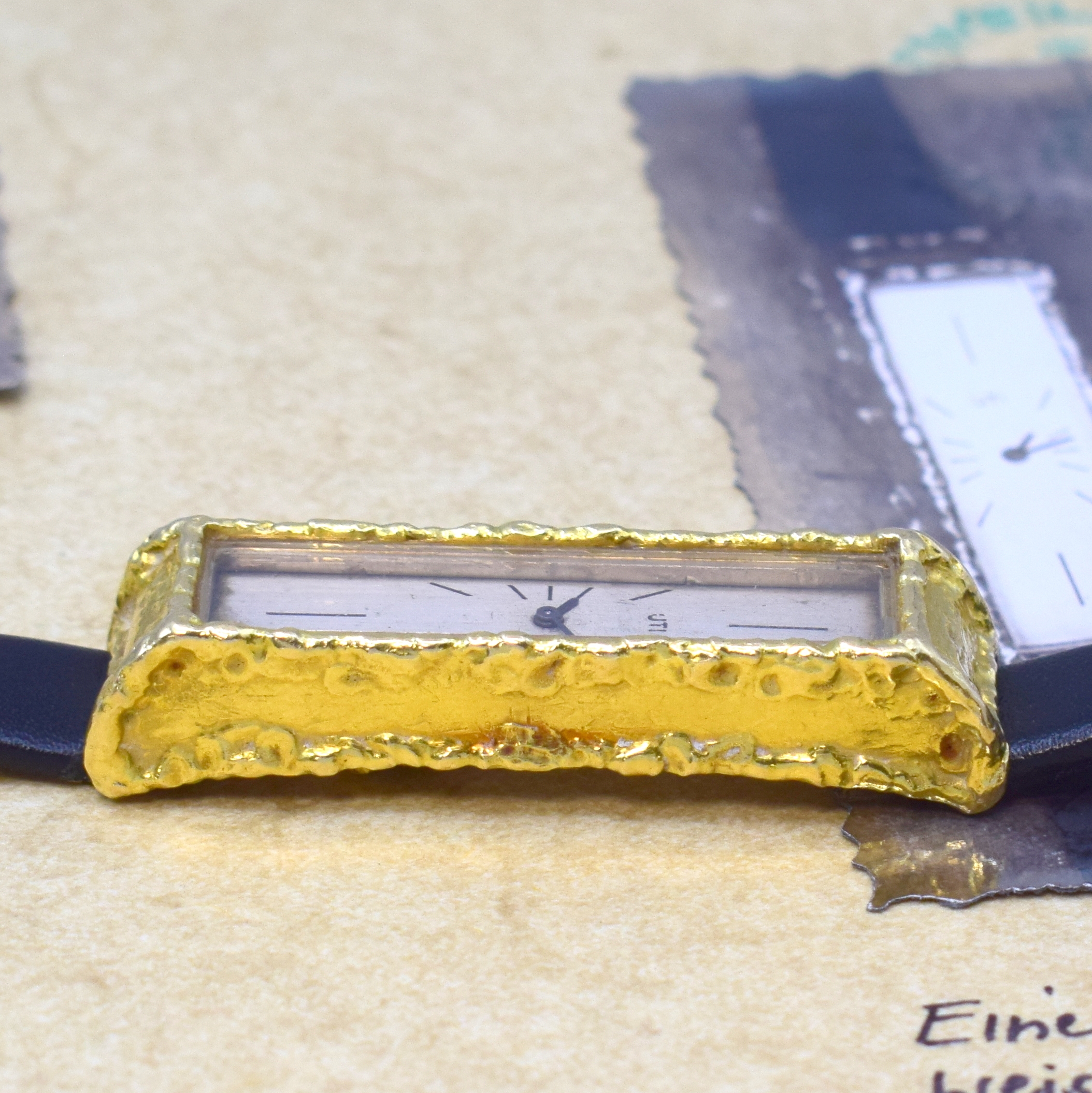 Detail e: UTI Paris / Weiland aussergewöhnliche Damen- armbanduhr in WG/GG 750/000, Frankreich / Deutschland lt. orig. Papier verk. 1982, Handaufzug, ...
