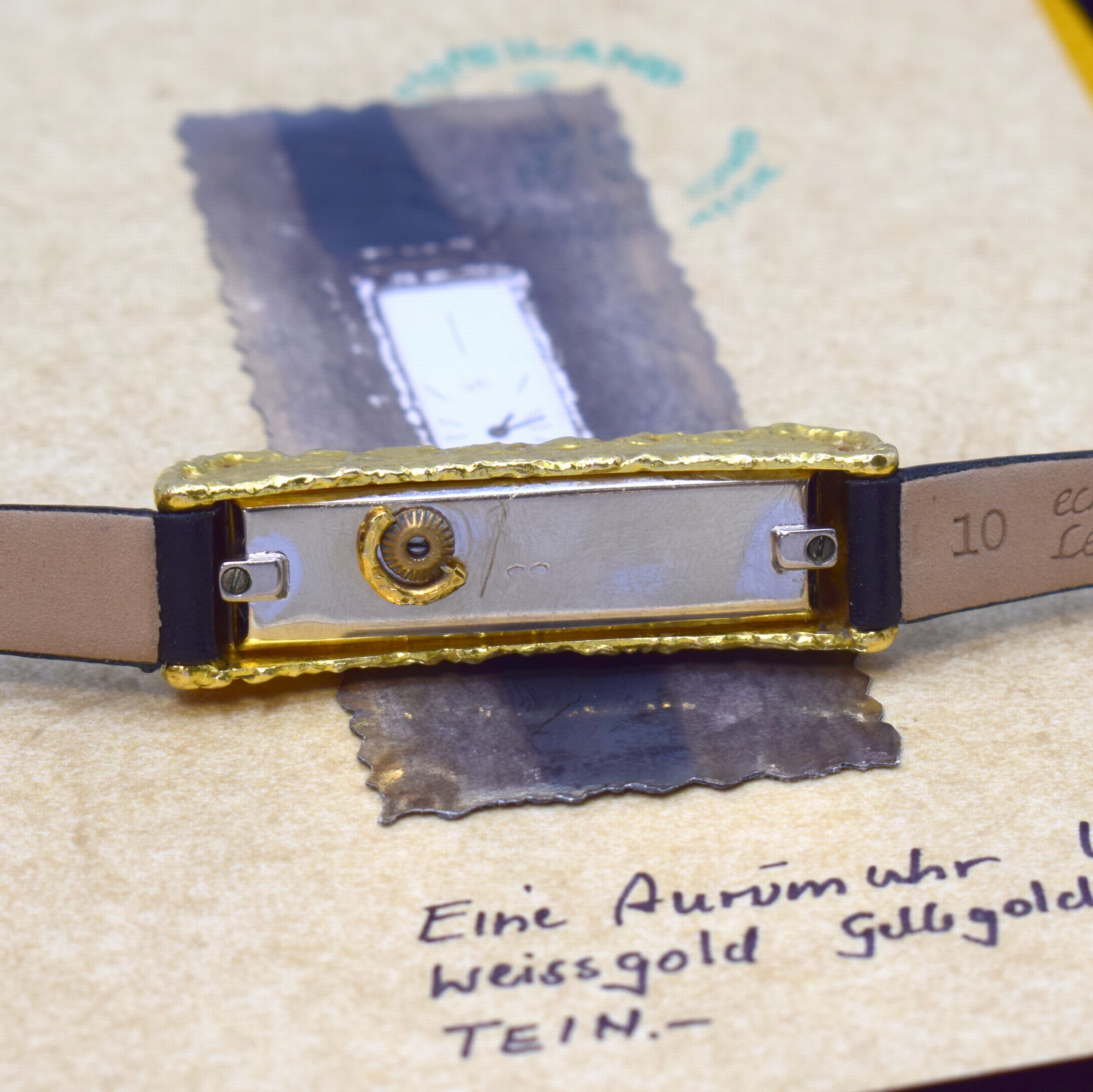 Detail f: UTI Paris / Weiland aussergewöhnliche Damen- armbanduhr in WG/GG 750/000, Frankreich / Deutschland lt. orig. Papier verk. 1982, Handaufzug, ...