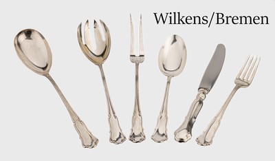 Image Table service for 7 persons , 800 silver, german, comprised of: 7 dinner spoons, 7 ...