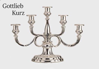 Image Splendid candle holder , 800 silver, german,5 arms in different levels, arms curved, ...