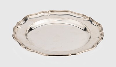 Image Platter, 800 silver , german, curved, diam. approx. 24.5 cm, approx. 315.7 g, ref. ...