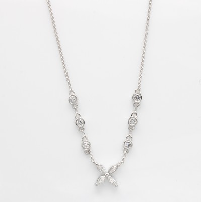 Image Collier mit Brillanten und Diamanten, WG 750/000, 6 Brill. u. 4 Diam. zus. ca. 0.48 ct ...