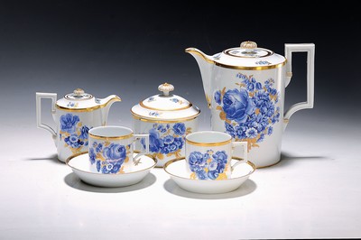 Image Kaffeeservice, Meissen, 1817-24, Porzellan, Blumenbukettmalerei in blau und gold, ...