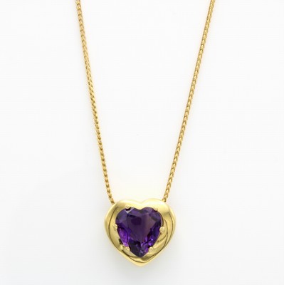 Image Anhänger mit Amethyst an Kette, GG 585/000, Amethystherz ca. 3.5 ct, L. ca. 45 cm ...