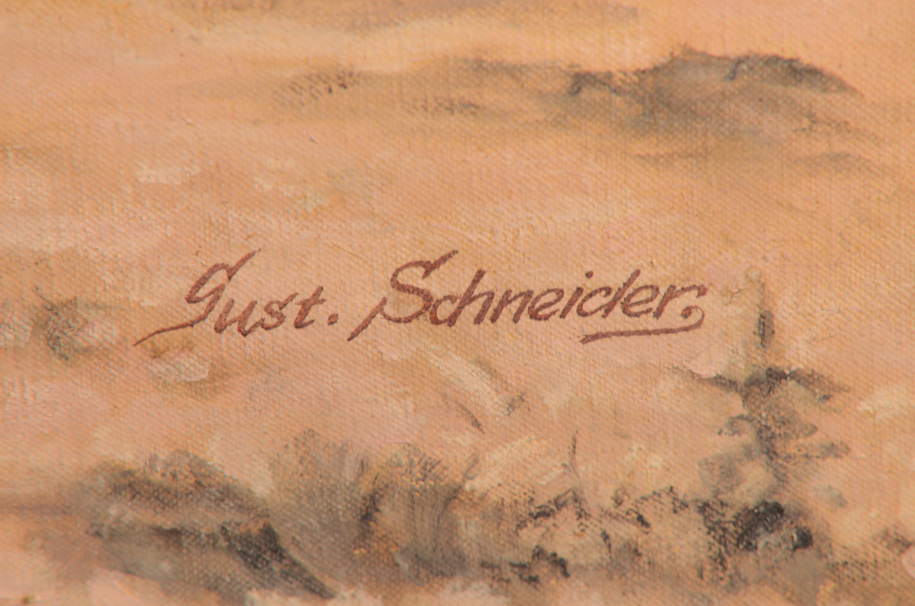 Detail a: Gustav Schneider, Maler um 1900, russischer Troika Schlitten wird von einem Rudel Wölfe angegriffen, Öl/Lwd, rechts unten signiert, ca. 95x150cm, ...