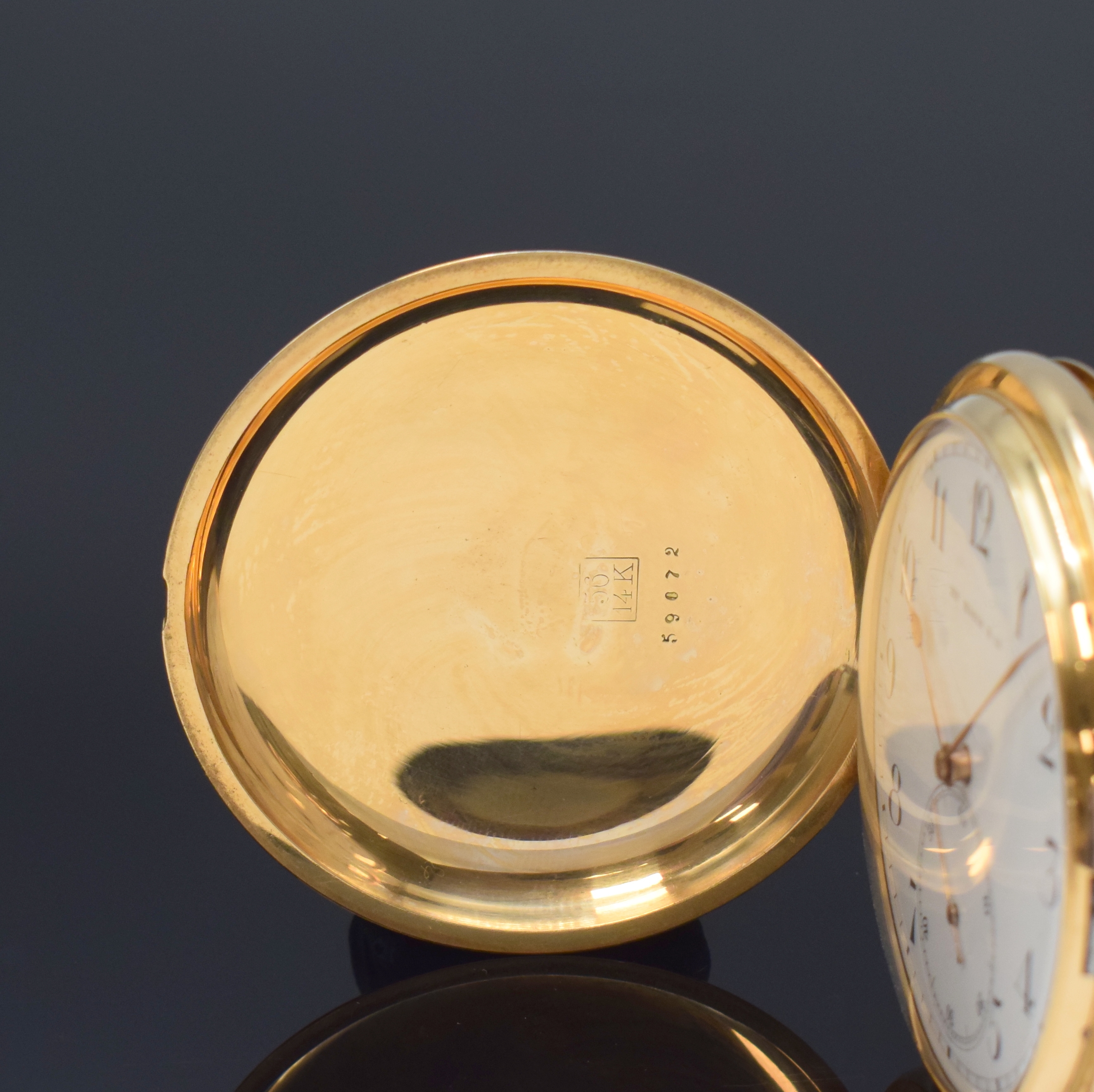 Detail a: Hy. MOSER & Cie grosse und schwere Herrensavonette "Qualität Mole" in GG 585/000, Schweiz um 1910, glattes 3-Deckel- Goldgeh., sign. ...