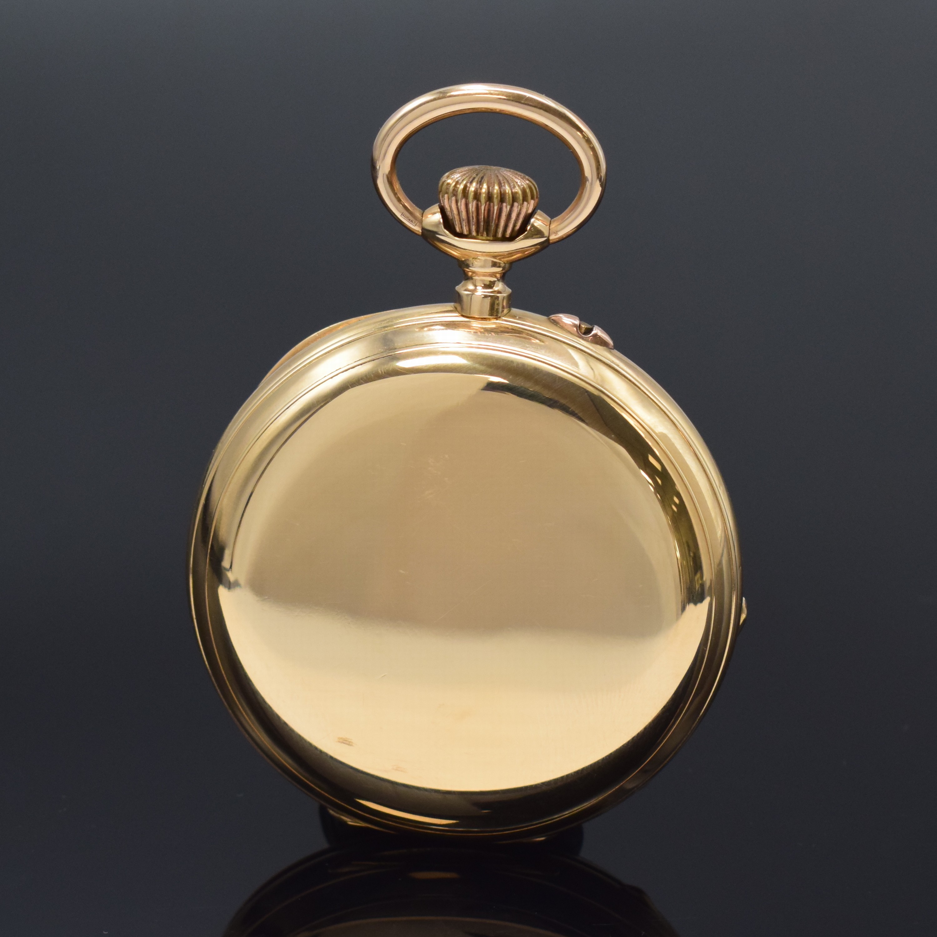 Detail b: Hy. MOSER & Cie grosse und schwere Herrensavonette "Qualität Mole" in GG 585/000, Schweiz um 1910, glattes 3-Deckel- Goldgeh., sign. ...
