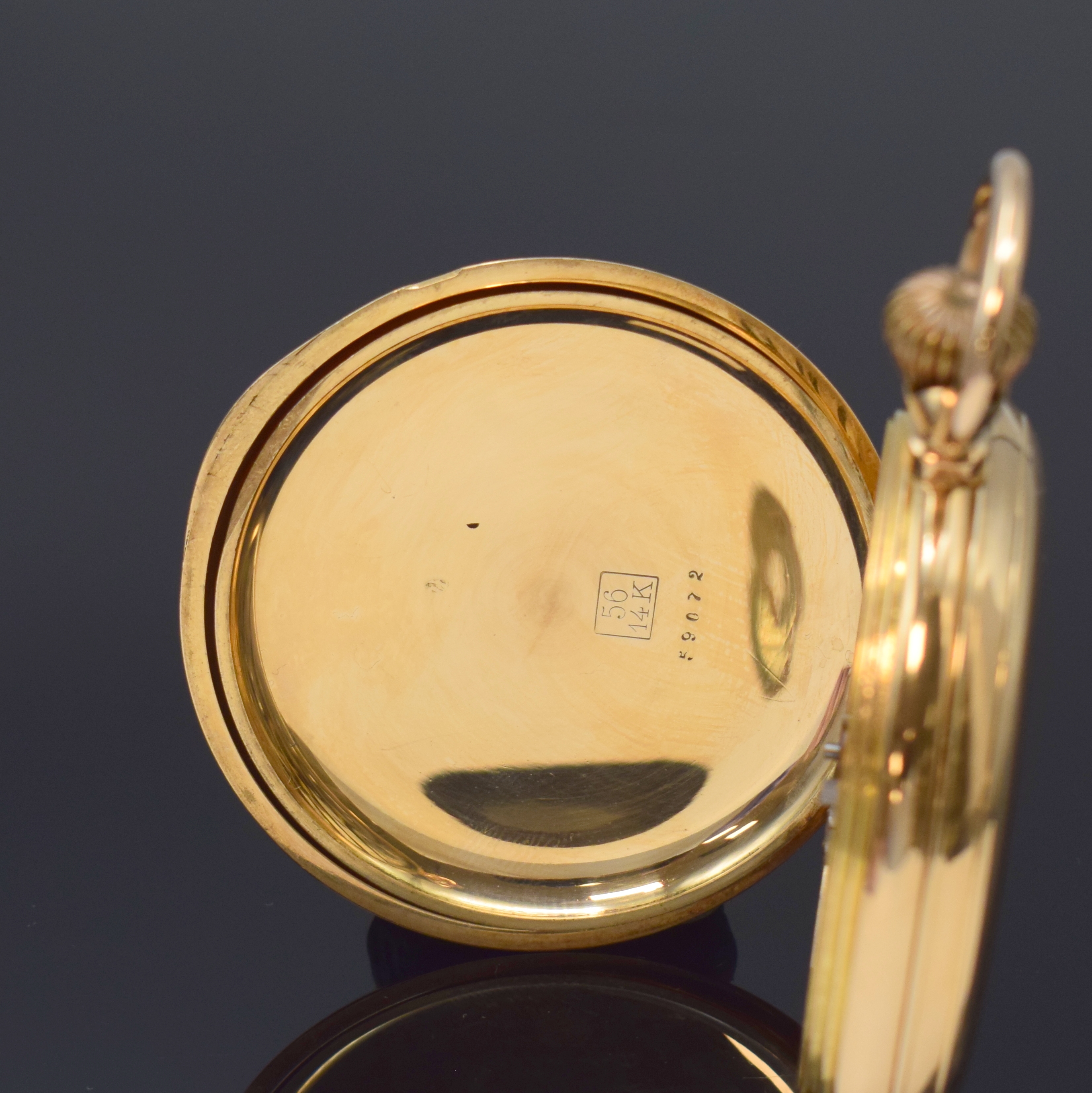 Detail e: Hy. MOSER & Cie grosse und schwere Herrensavonette "Qualität Mole" in GG 585/000, Schweiz um 1910, glattes 3-Deckel- Goldgeh., sign. ...