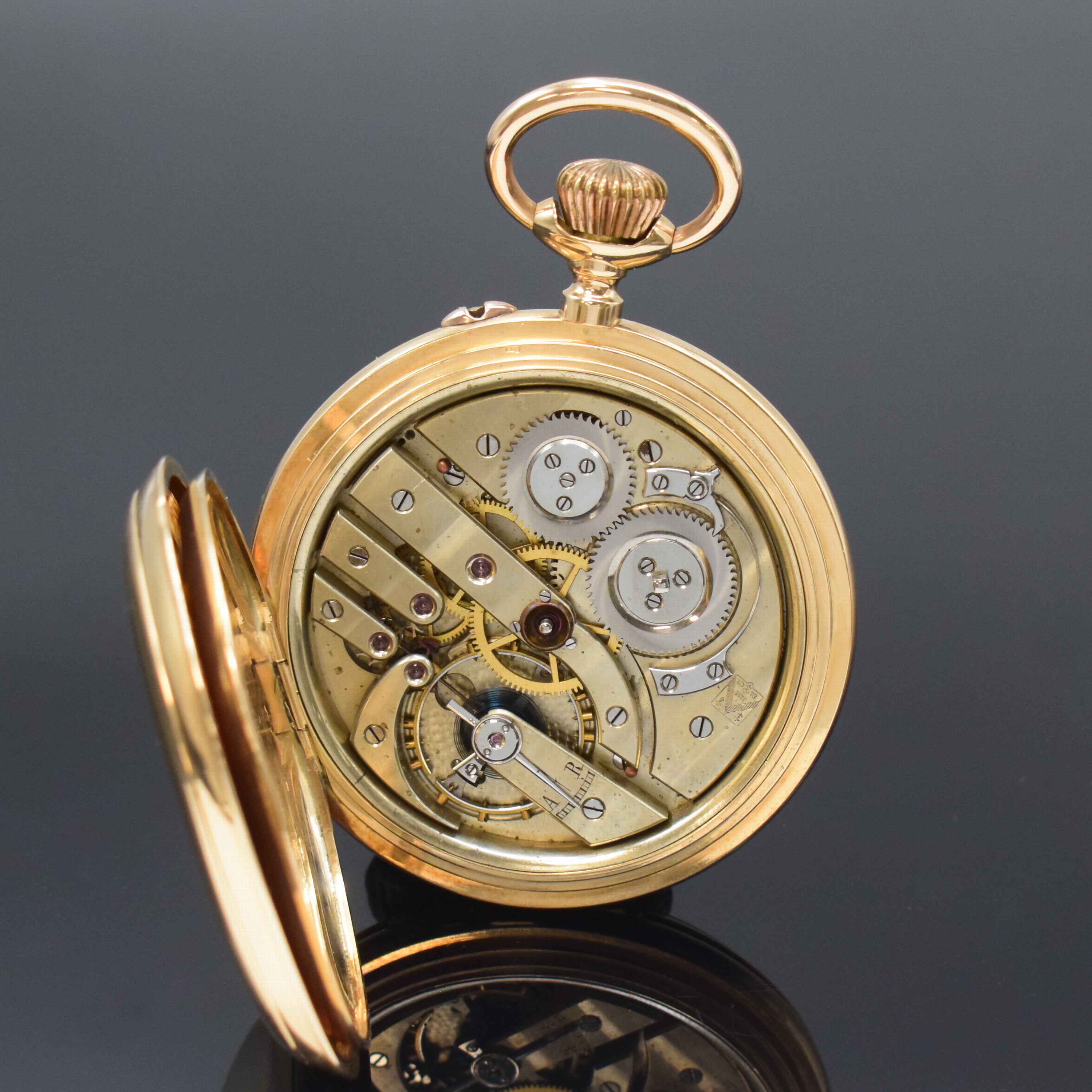 Detail f: Hy. MOSER & Cie grosse und schwere Herrensavonette "Qualität Mole" in GG 585/000, Schweiz um 1910, glattes 3-Deckel- Goldgeh., sign. ...