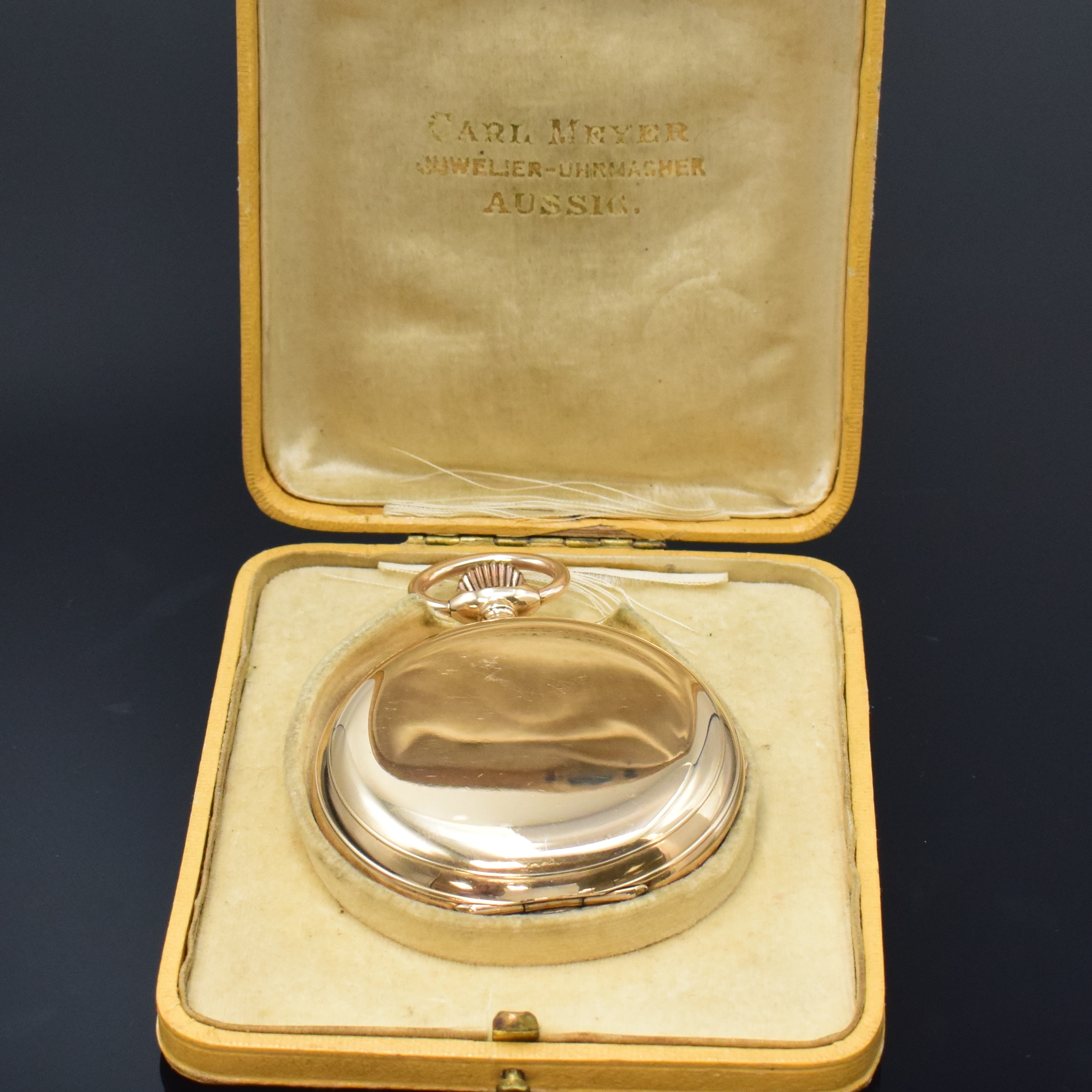 Detail g: Hy. MOSER & Cie grosse und schwere Herrensavonette "Qualität Mole" in GG 585/000, Schweiz um 1910, glattes 3-Deckel- Goldgeh., sign. ...