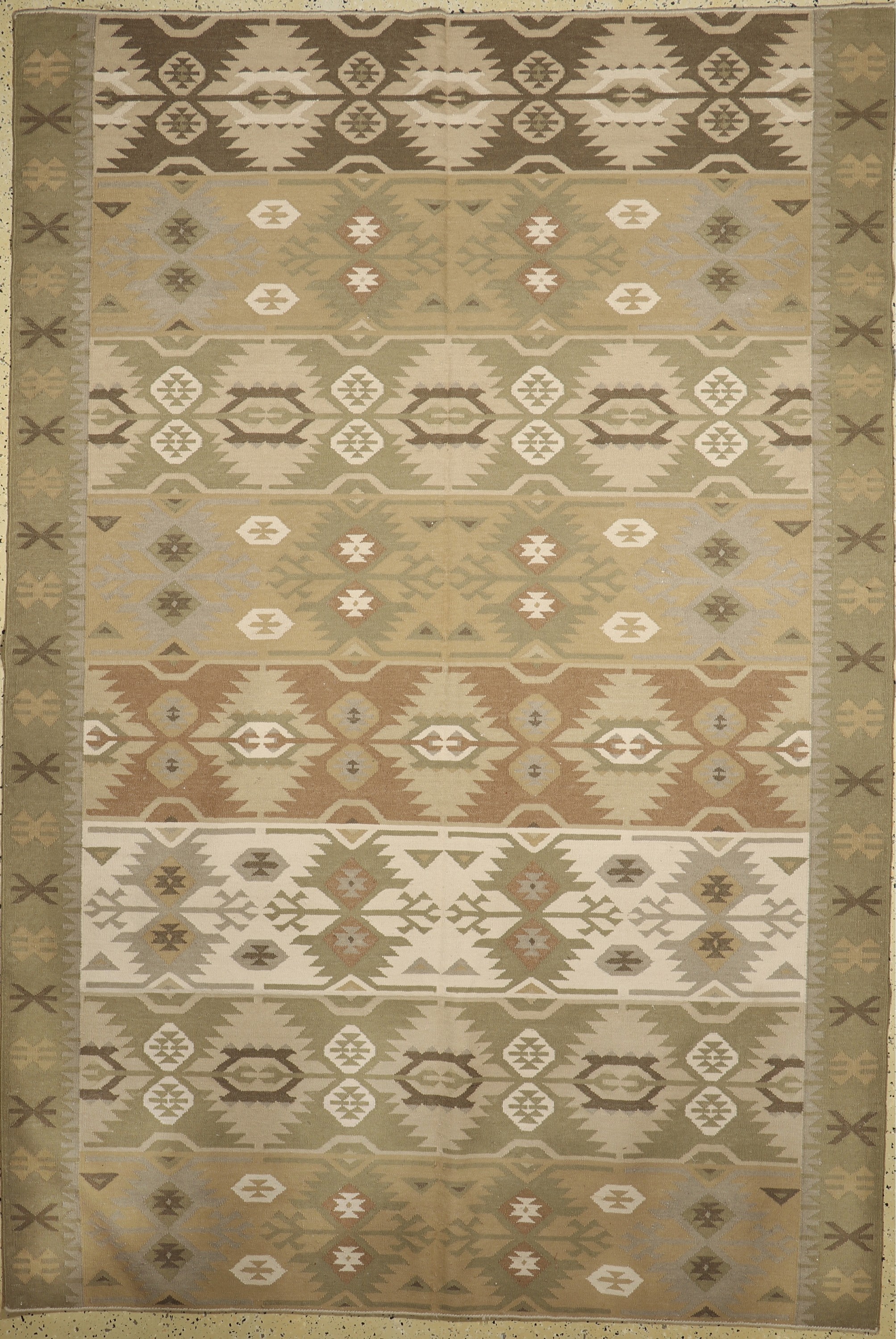 "Kymo"Kelim, Indien, Ende 20.Jhd, Wolle aufBaumwolle, ca. 300 x 190 cm, EHZ: 1-2