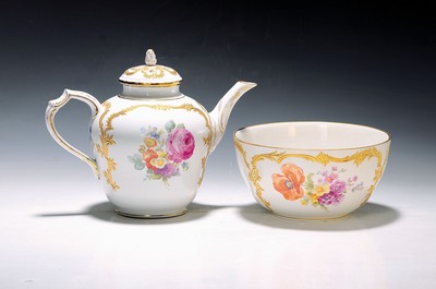 Image Jug and bowl, KPM Berlin, around 1913/15, fine floral painting, new decoration, jug with ...