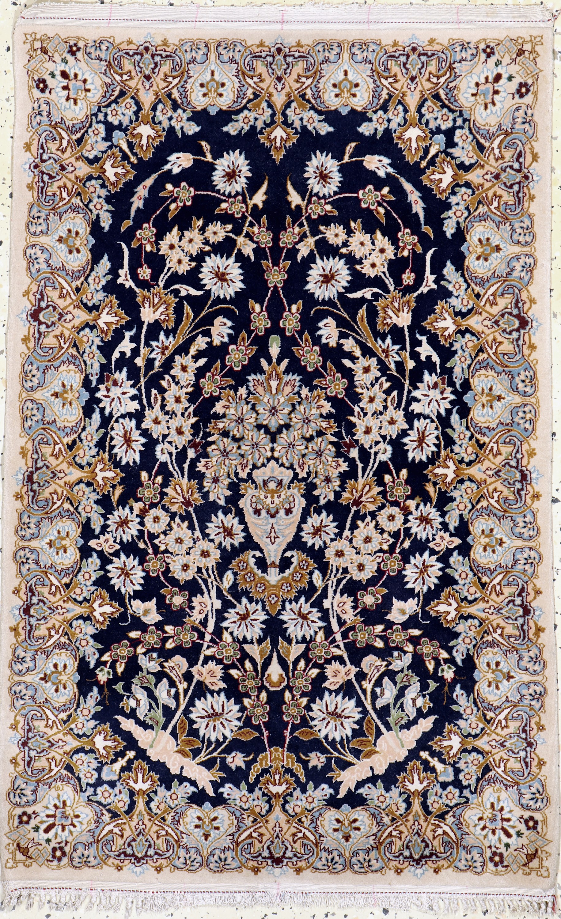 Esfahan fein, Persien, Mitte 20.Jhd, Korkwolle auf Seide, ca. 97 x 60 cm, ca. 1,0 Mio. Kn/qm, EHZ: 2