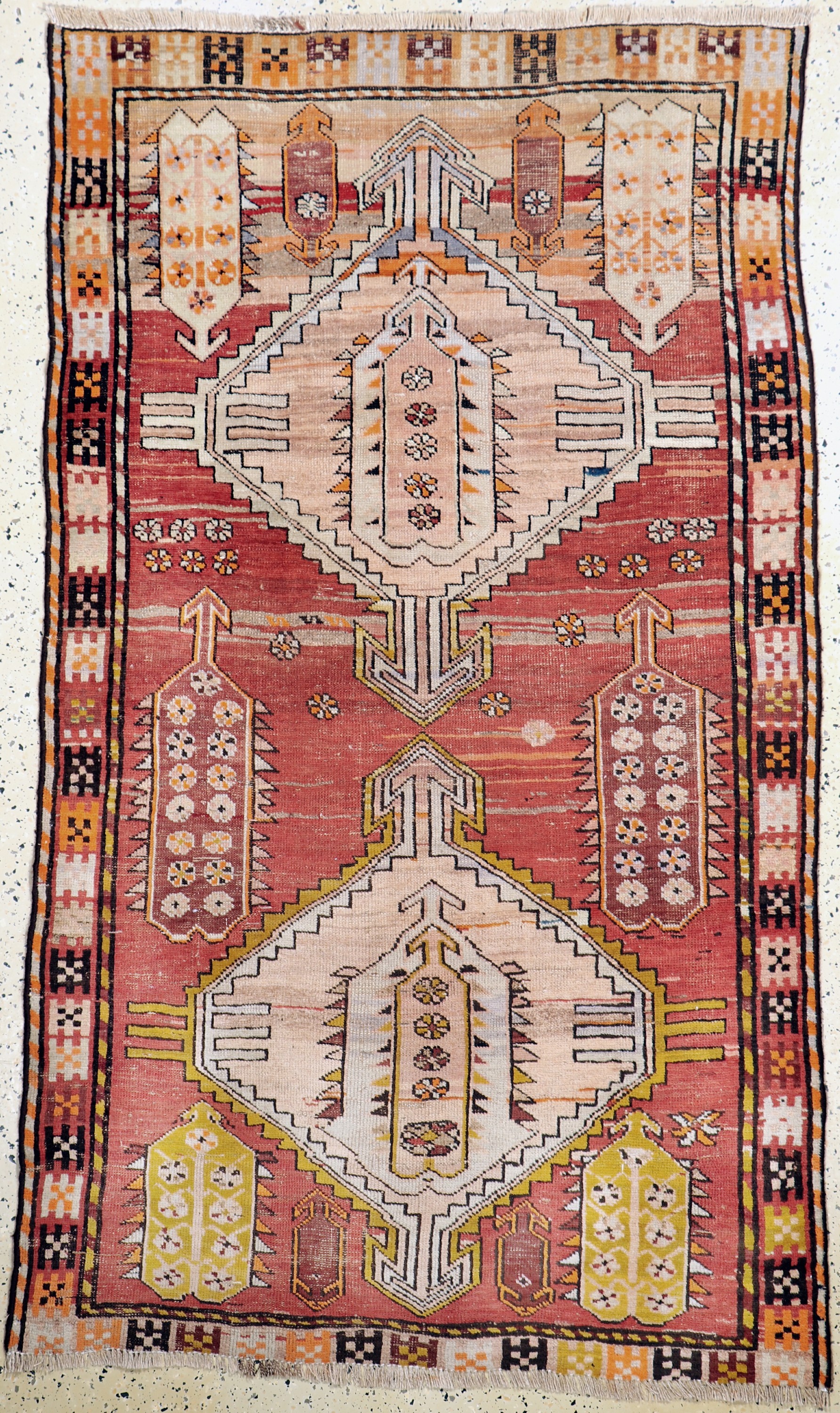 Antiker Kazak, Kaukasus, um 1900, Wolle aufWolle, ca. 204 x 125 cm, verkürzt, EHZ: 3