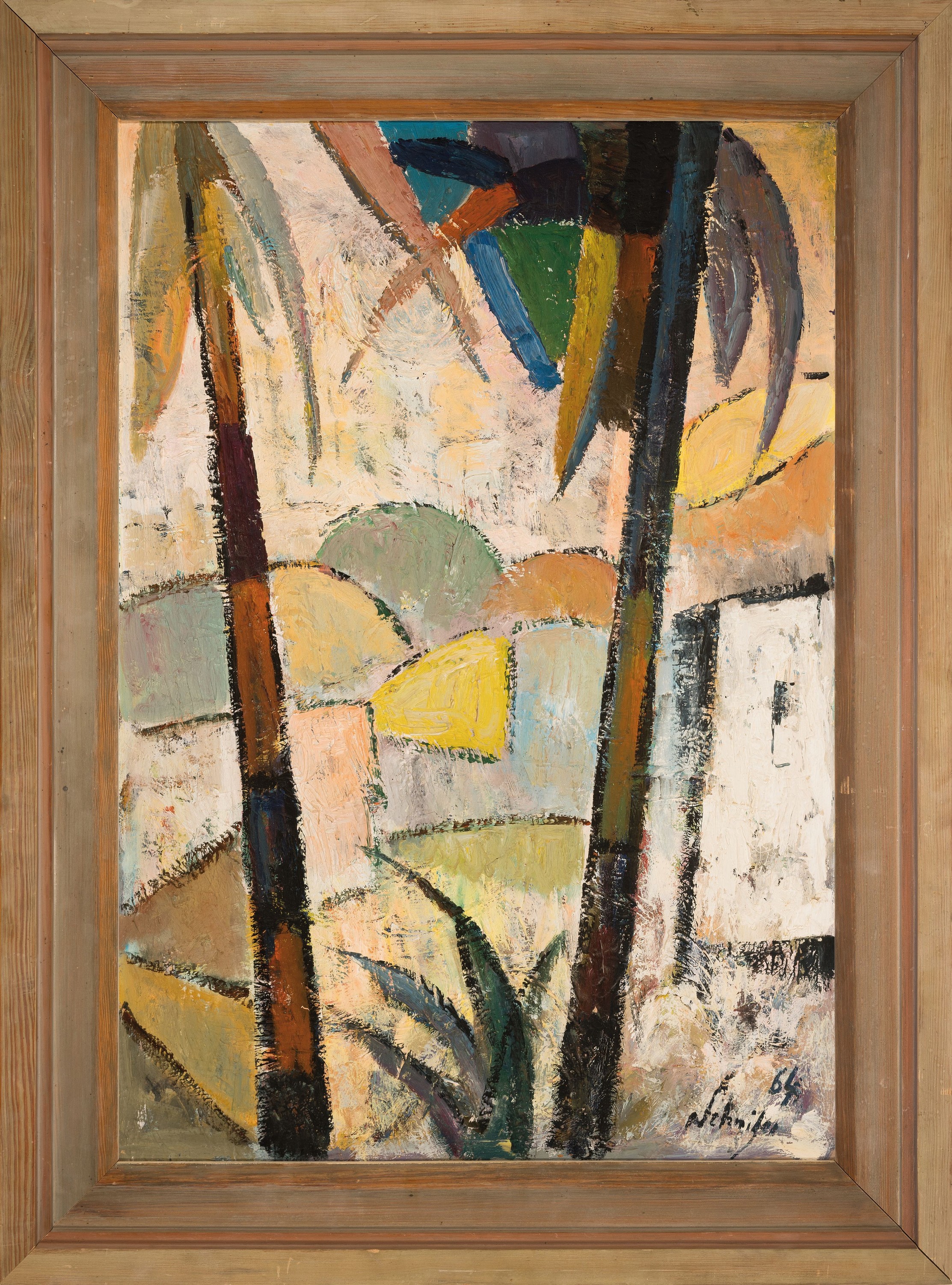 Detail k: Fritz Schnitzer, 1914-1976 Ludwigshafen, tunesische Landschaft, rechts unten signiert und datiert 1964, Öl/Lwd, doubliert, Rahmen 120x90 cm