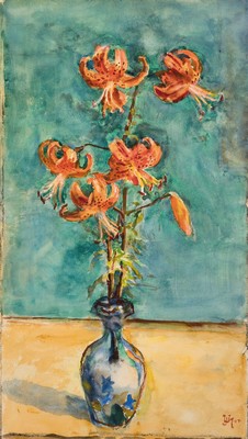 Image Johannes Paul Ufer, 1874 Sachsenburg-1958, watercolor, floral still life, fire lilies in ...