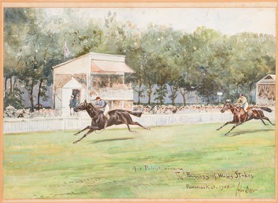 Image John Beer, 1860-1930, watercolor, horse racing#"Ard Patrick winning The Princess of ...