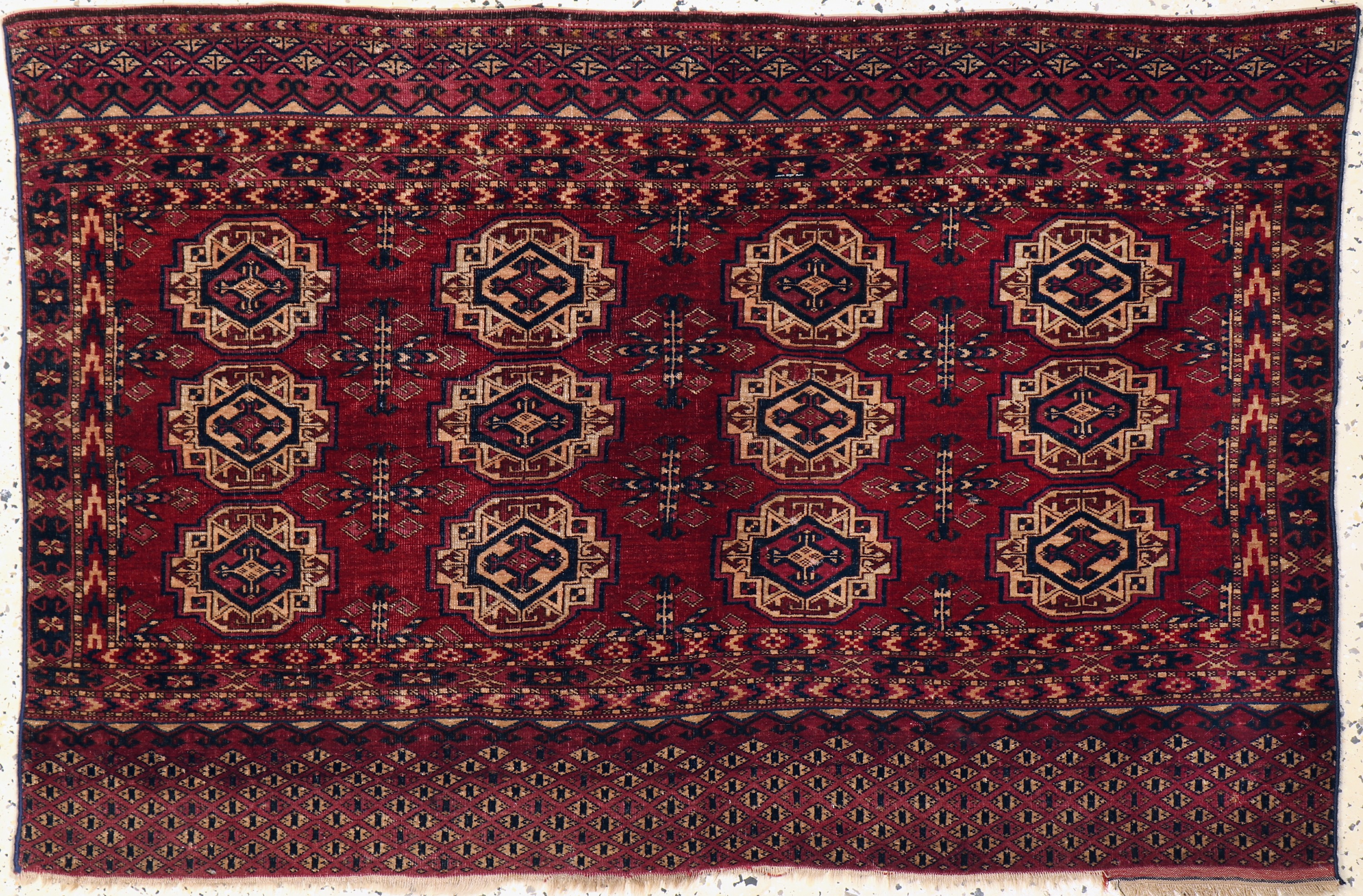 Saryk Tschowal antik, Turkmenistan, 19.Jhd,Wolle auf Wolle, ca. 127 x 84 cm, EHZ: 3