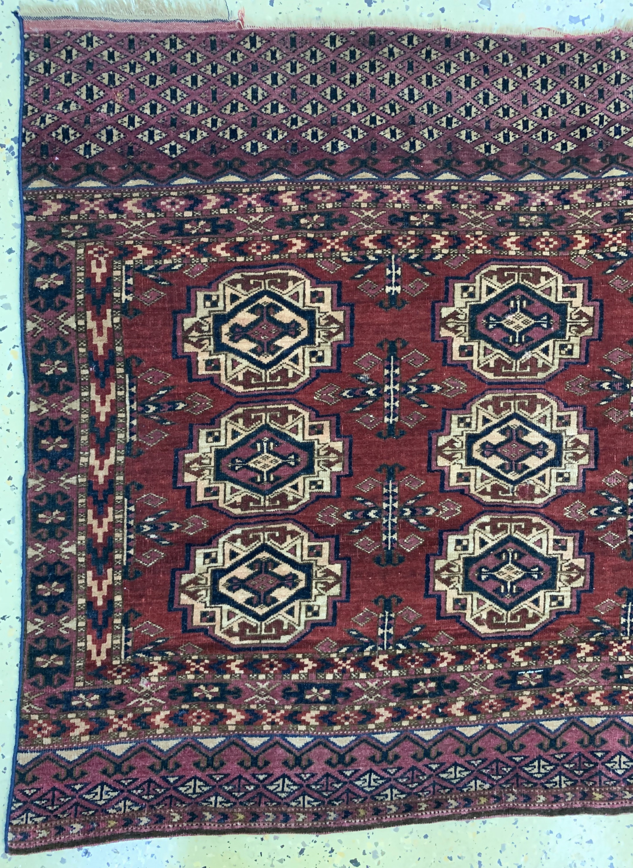 Detail a: Saryk Tschowal antik, Turkmenistan, 19.Jhd,Wolle auf Wolle, ca. 127 x 84 cm, EHZ: 3