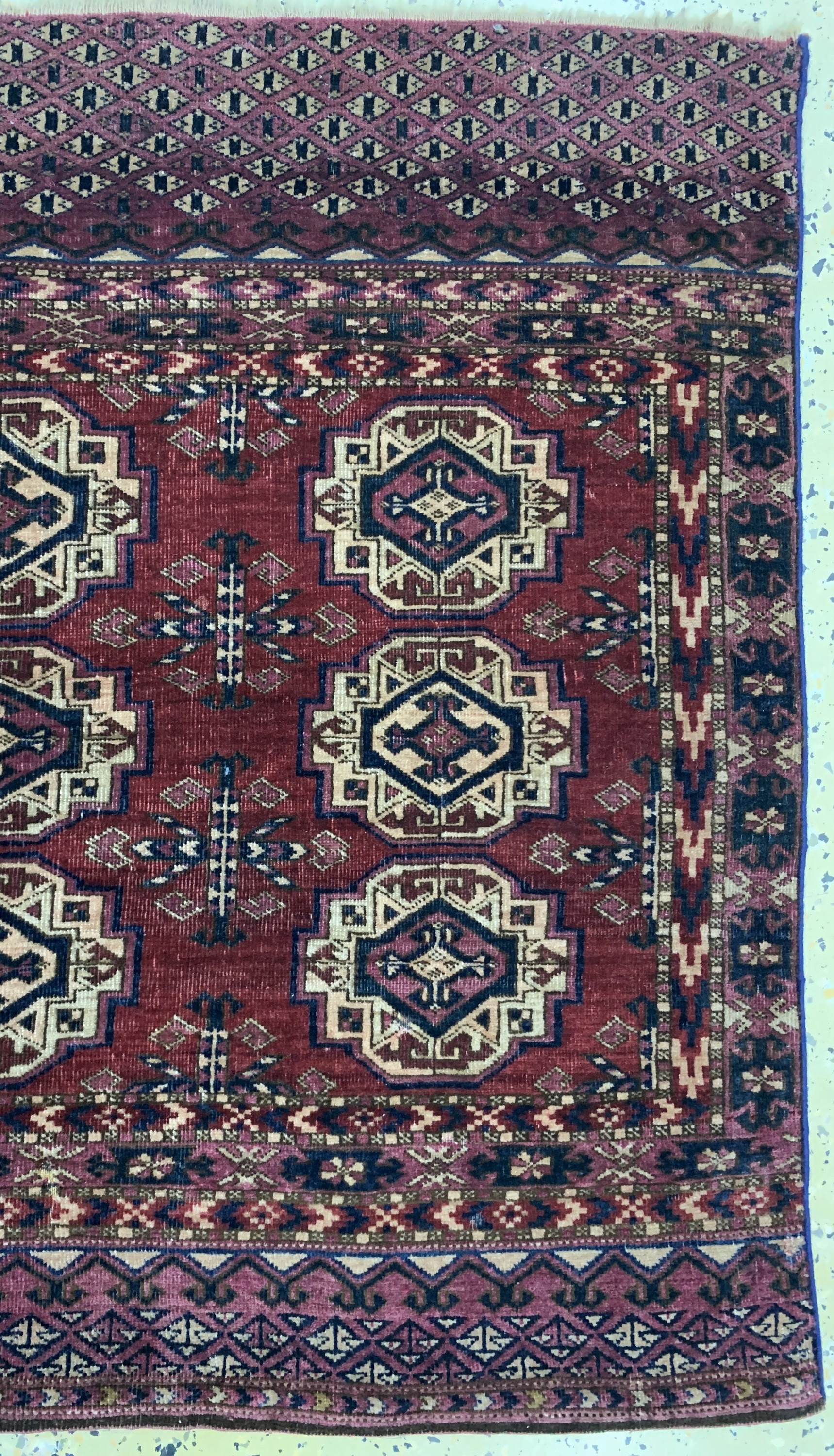 Detail c: Saryk Tschowal antik, Turkmenistan, 19.Jhd,Wolle auf Wolle, ca. 127 x 84 cm, EHZ: 3