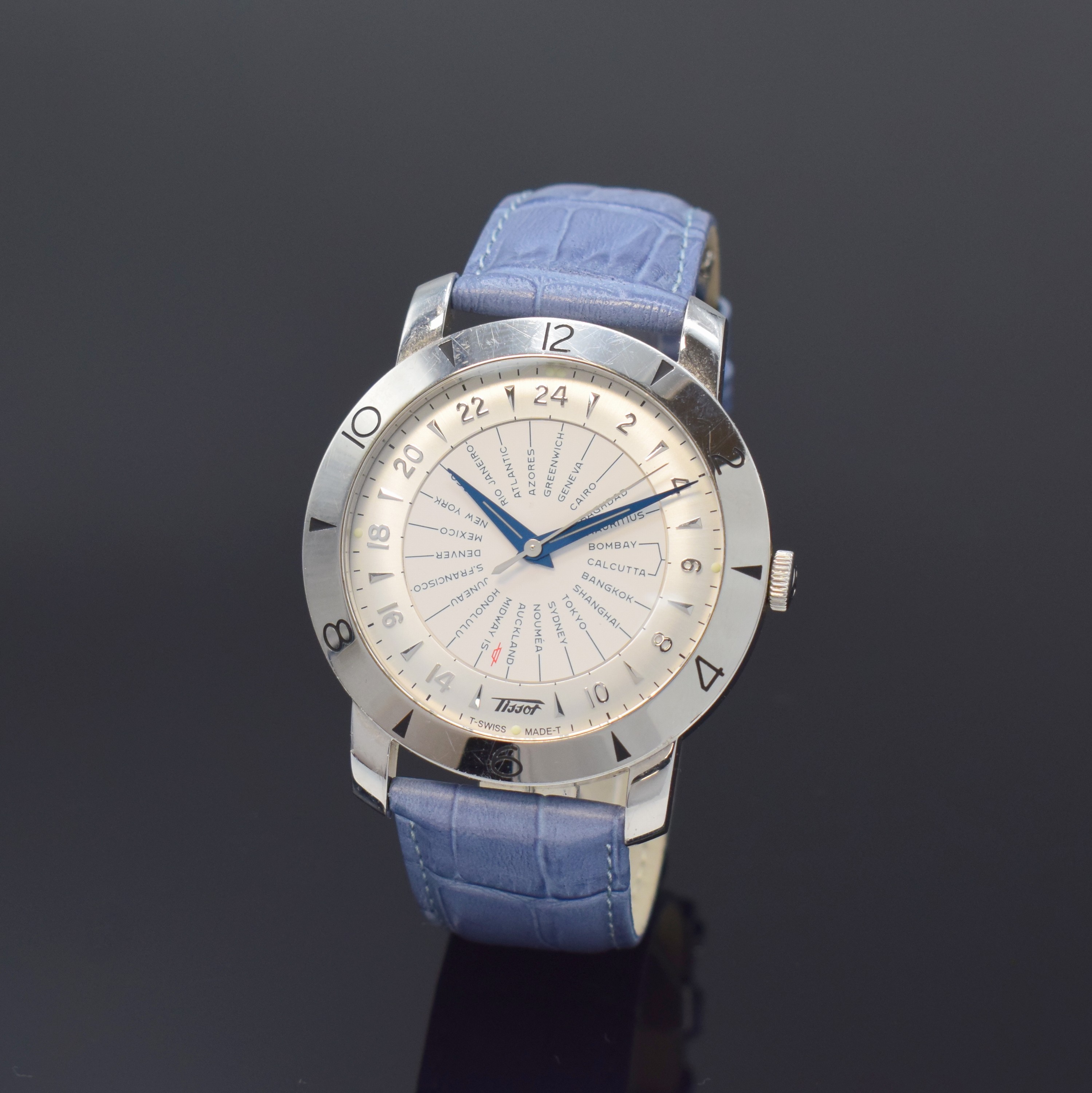 TISSOT Heritage Navigator Worldtimer 160th Anniversary Herrenarmbanduhr in Stahl, Schweiz um 2013, Automatik, beids. vergl. Geh. in Edelstahl, neutr. ...
