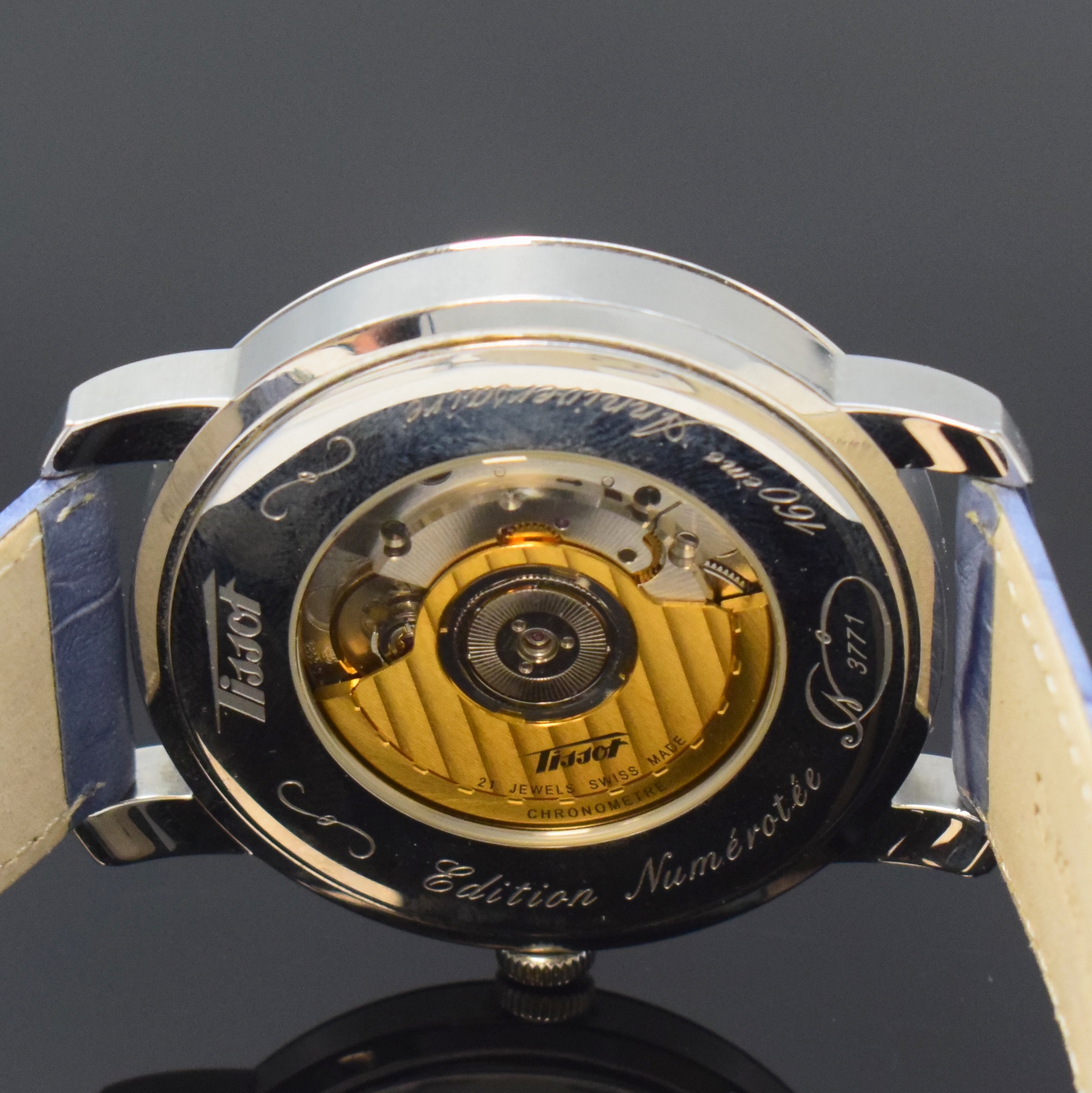 Detail e: TISSOT Heritage Navigator Worldtimer 160th Anniversary Herrenarmbanduhr in Stahl, Schweiz um 2013, Automatik, beids. vergl. Geh. in Edelstahl, neutr. ...