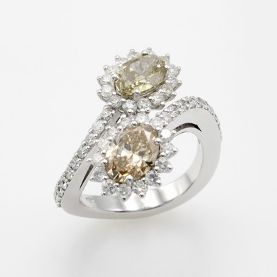 Image Ring mit Diamanten und Brillanten, WG 585/000, Ringschiene versetzt u. wellenförm. ...