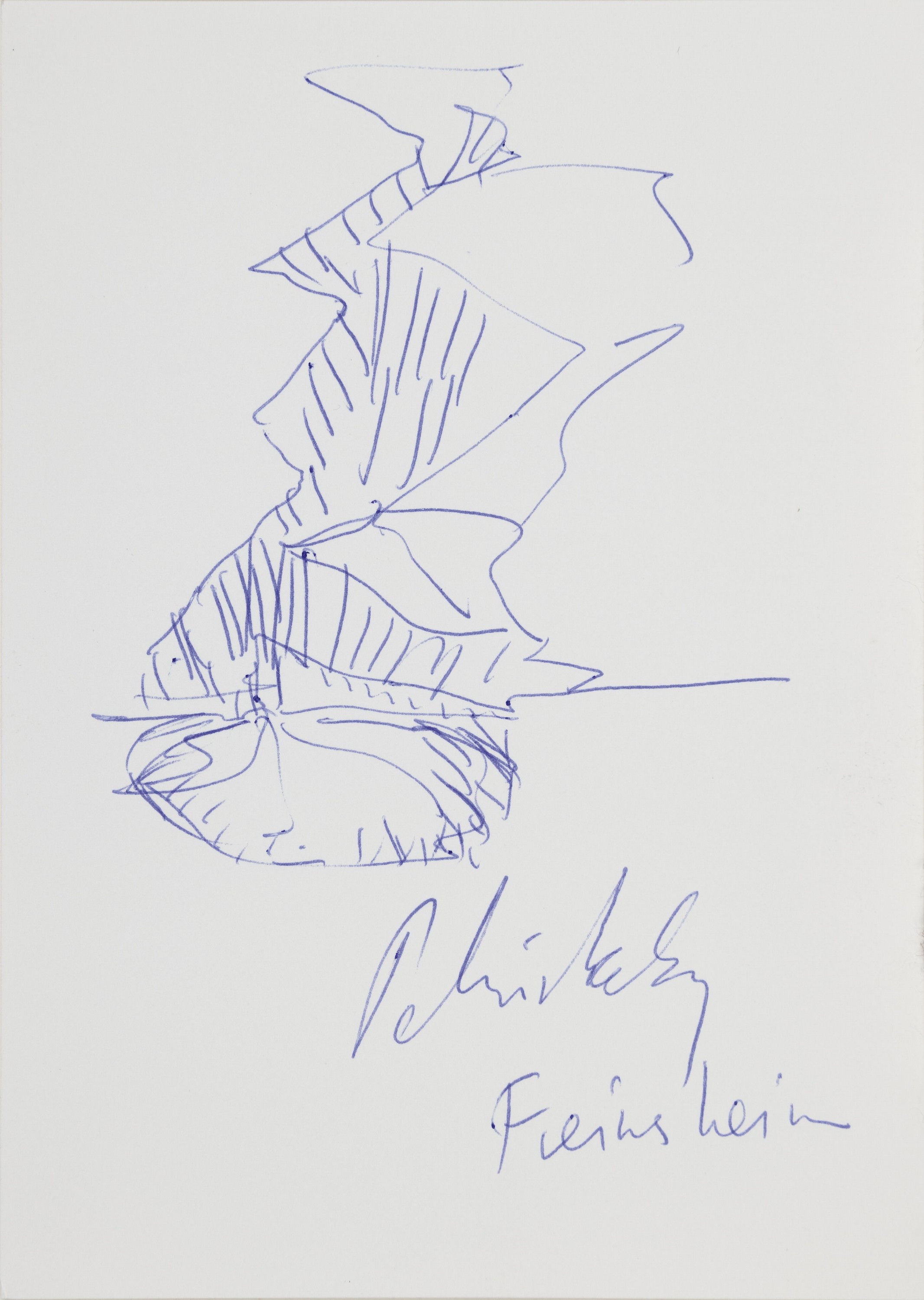 Per Kirkeby, 1938-2018, kleine Zeichnung, Kugelschreiber auf festem Papier, handsign. und bez.: Freinsheim, ca. 15x10cm