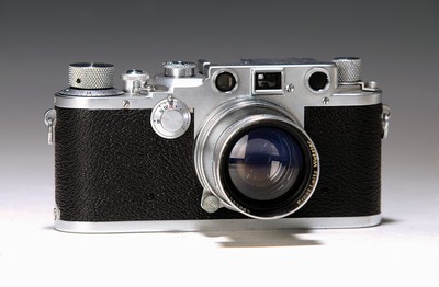 Image Leica Kamera III f, Ernst Leitz Wetzlar, Nr. 385622, schwarze Belederung, Summitar 50mm ...