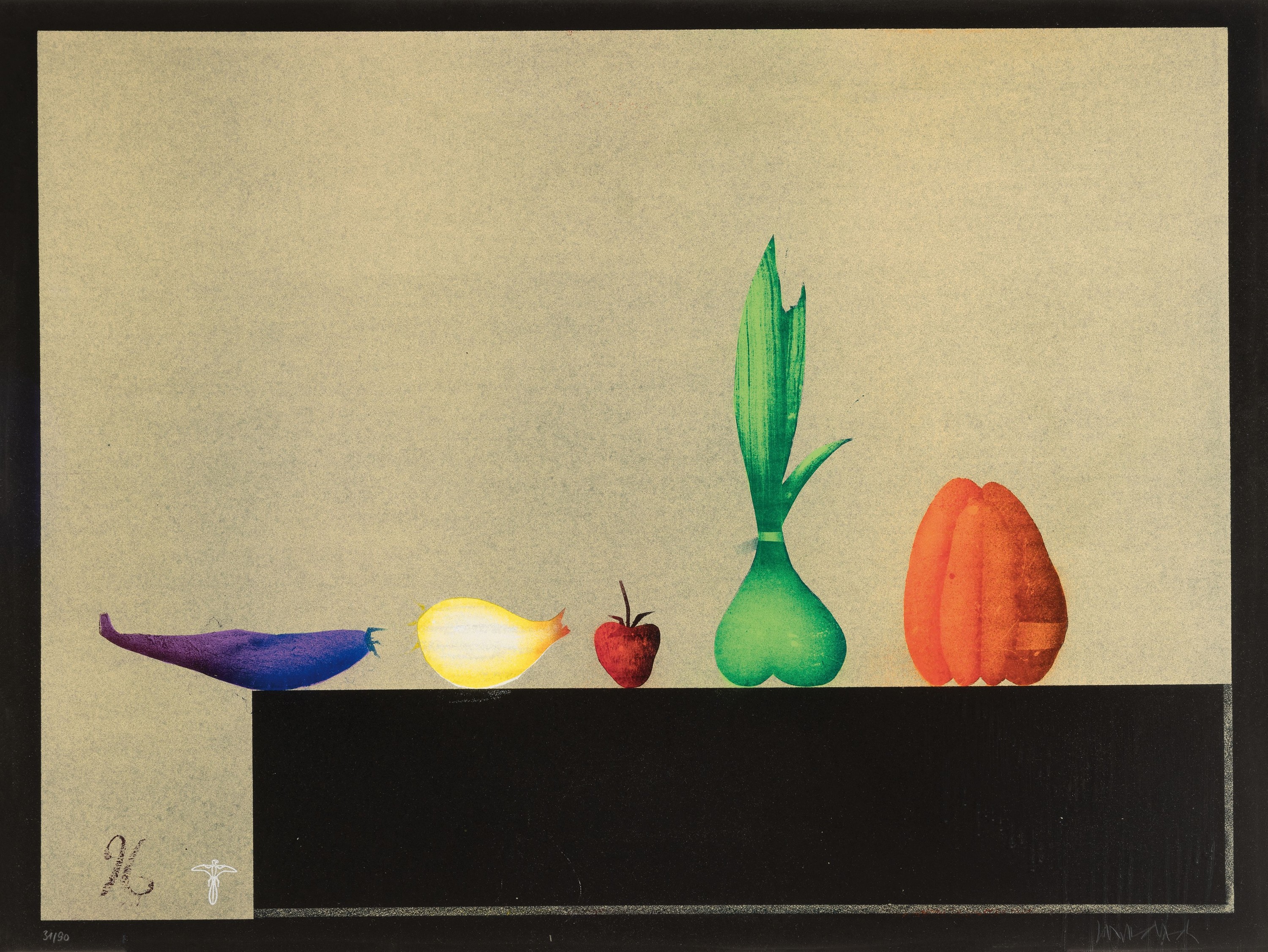 Paul Wunderlich, 1927 Eberswalde-2010 Saint -Pierre-de-Vassols, 2 Farblithographien: Früchtestillleben 1996, Ed. 31/90, unter Glas 85x102 cm; ...