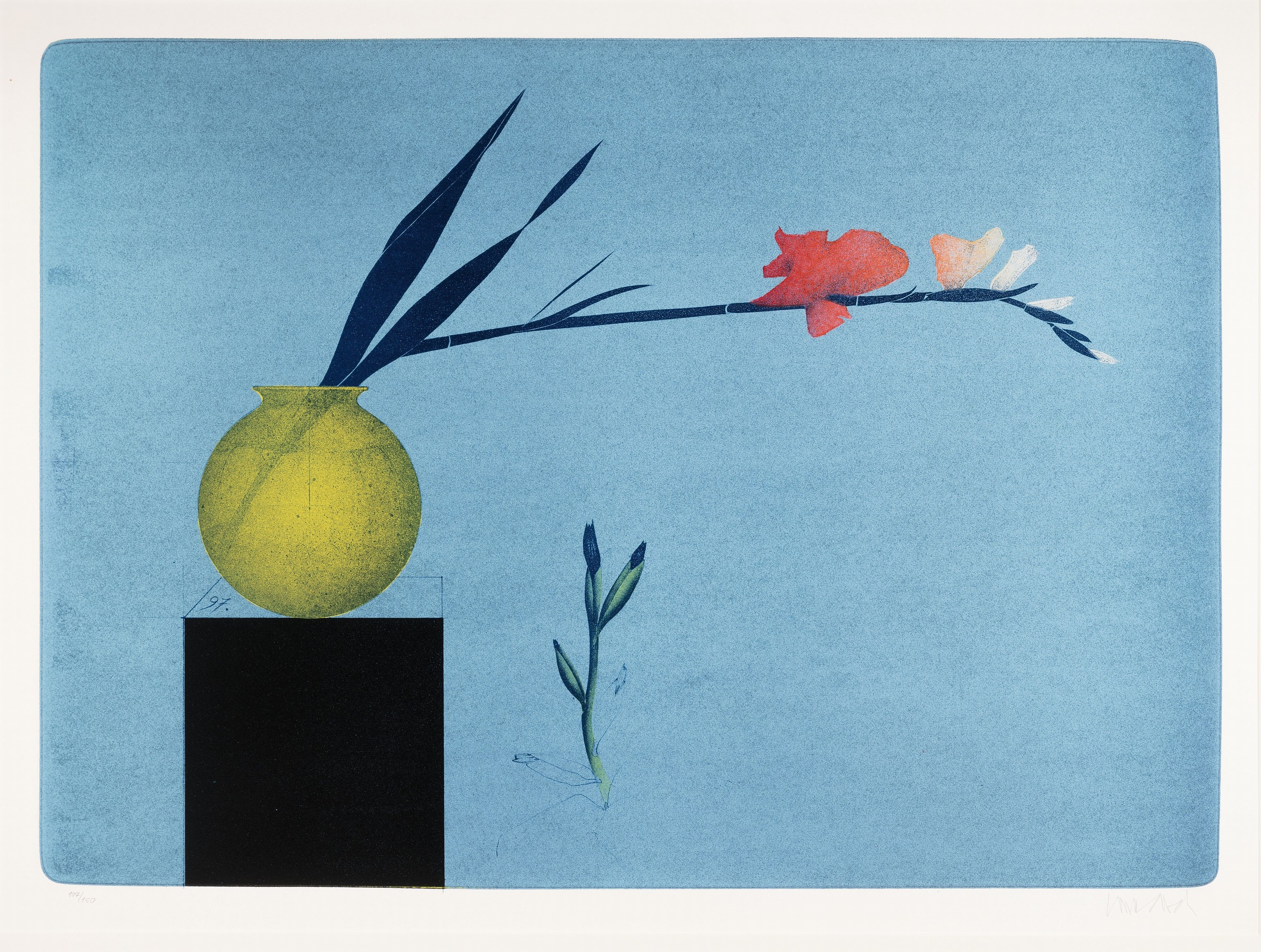 Detail a: Paul Wunderlich, 1927 Eberswalde-2010 Saint -Pierre-de-Vassols, 2 Farblithographien: Früchtestillleben 1996, Ed. 31/90, unter Glas 85x102 cm; ...