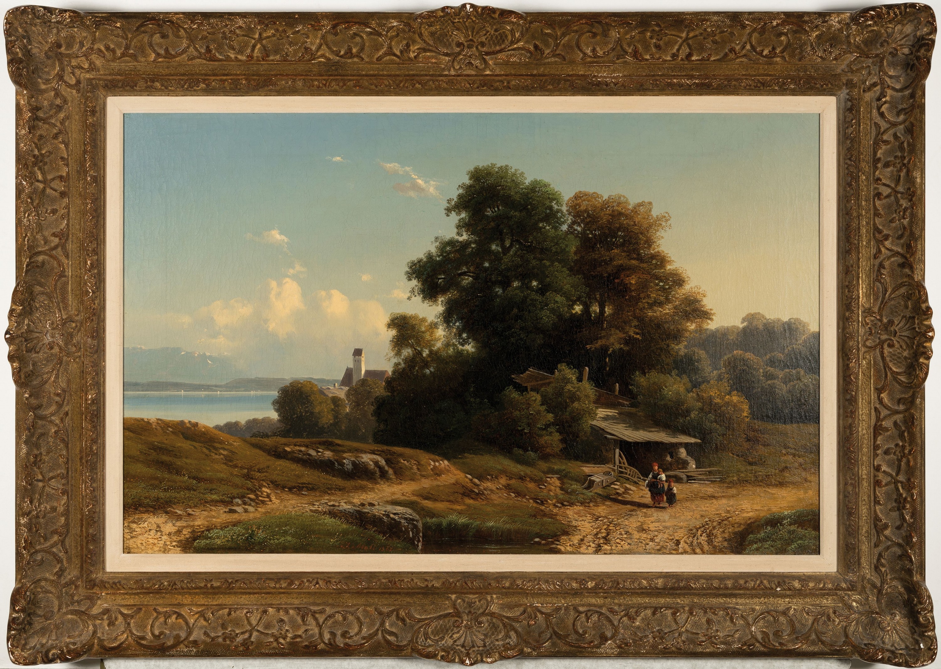 Detail k: Johann Jan Cornelius Mali, 1828 Broekhuizen-1865 München, auf der Herreninsel im Chiemsee, Öl/Lwd, mittig unten signiert und dat. 1862, feine ...