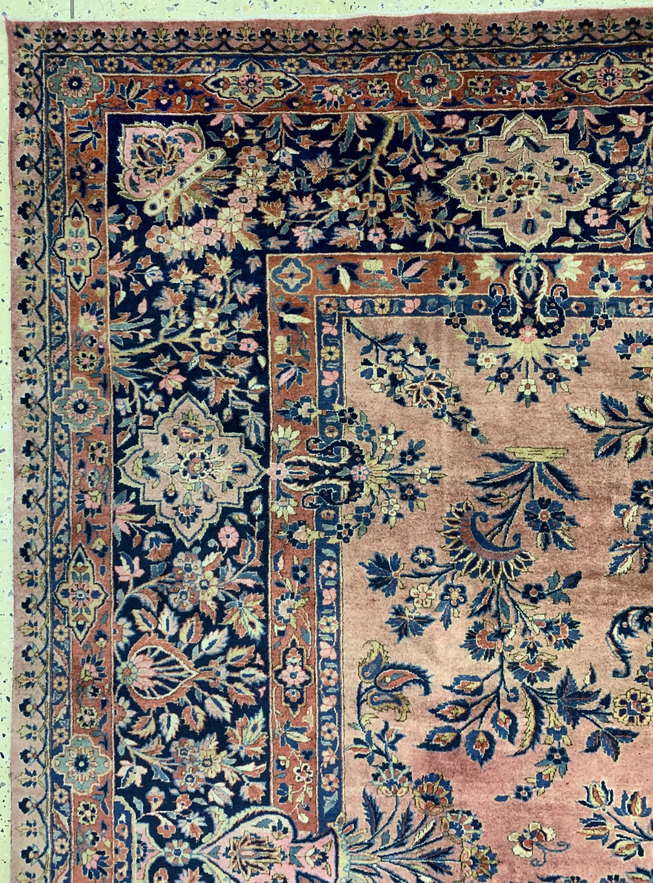 Detail d: US-Re Import Keschan, Persien, um 1900, Manchester Korkwolle, ca. 395 x 308 cm, EHZ: 2