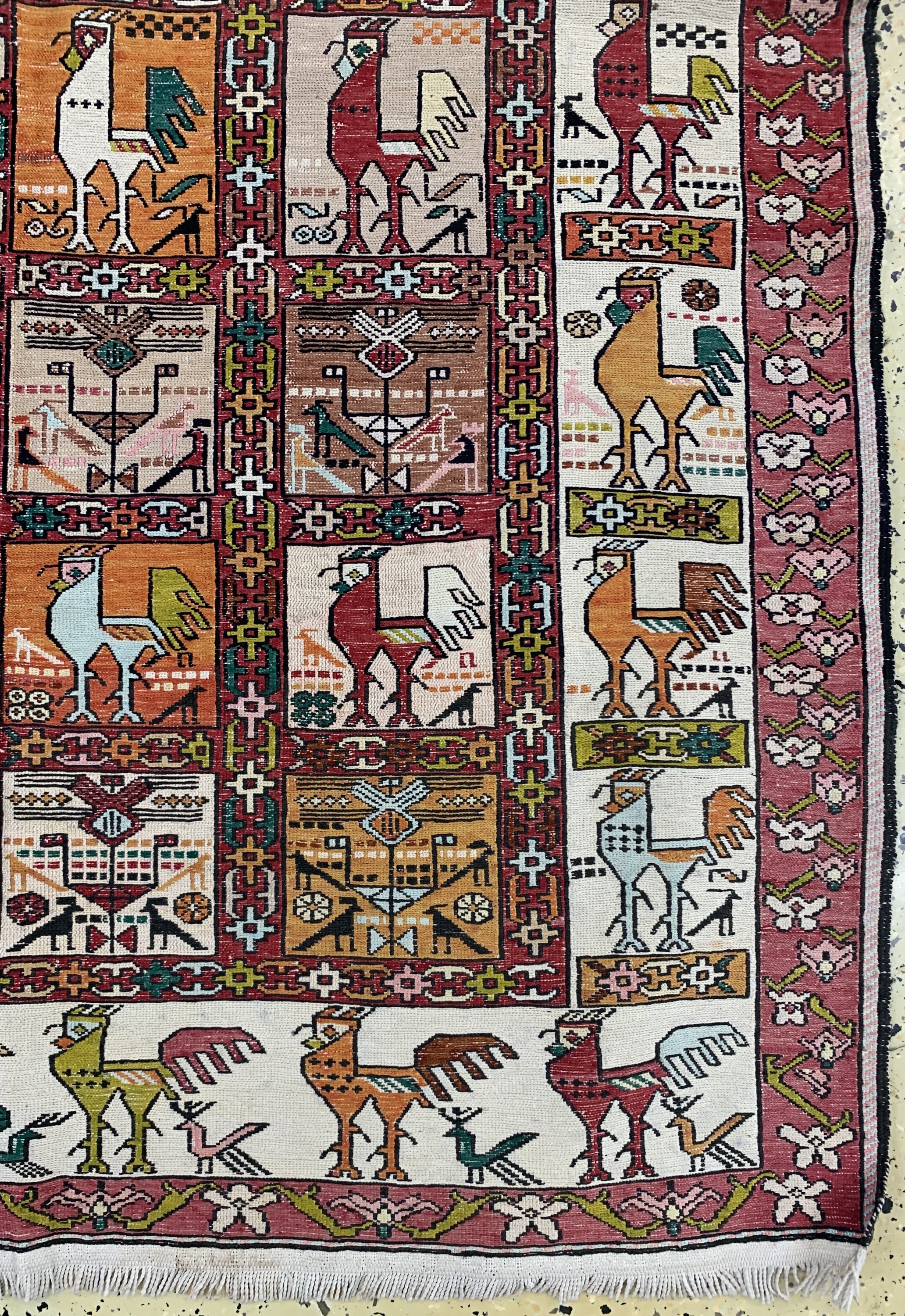 Detail a: Sumakh, Azerbaijan, Mitte 20.Jhd., Seide auf Baumwolle, ca. 186 x 126 cm, EHZ: 2