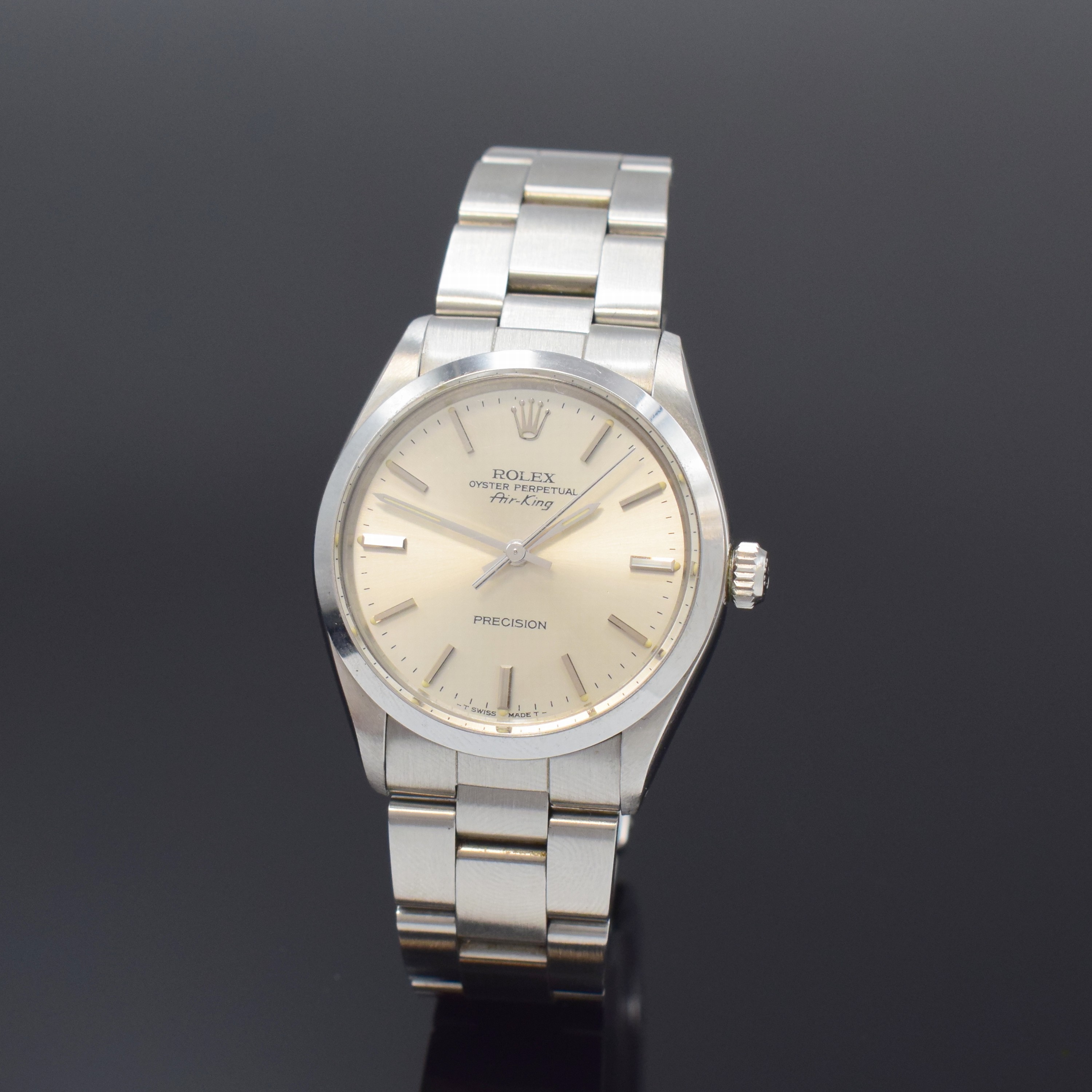 ROLEX Herrenarmbanduhr Oyster Perpetual Air- King Precision Referenz 5500/1002, Automatik, Schweiz um 1982, Edelstahlgeh. inkl. Oysterband Ref. 78350 ...