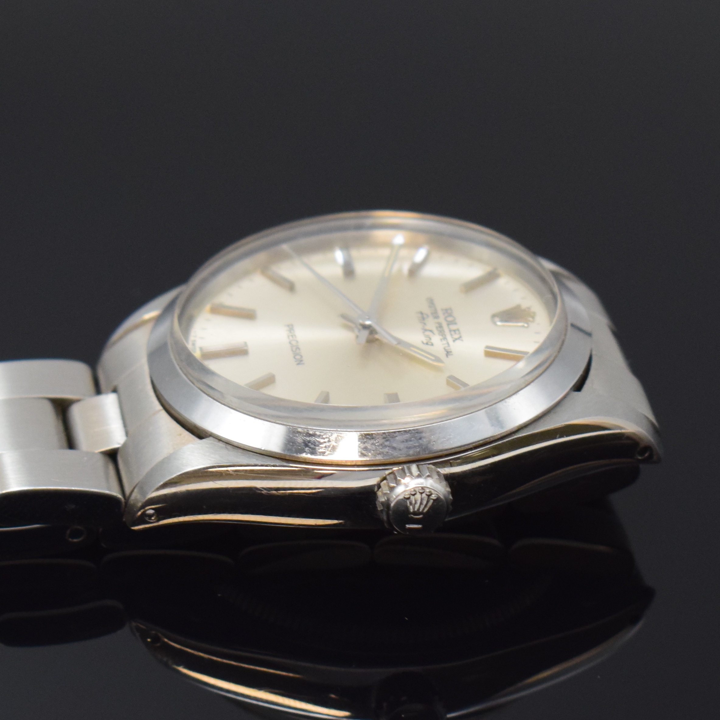 Detail c: ROLEX Herrenarmbanduhr Oyster Perpetual Air- King Precision Referenz 5500/1002, Automatik, Schweiz um 1982, Edelstahlgeh. inkl. Oysterband Ref. 78350 ...