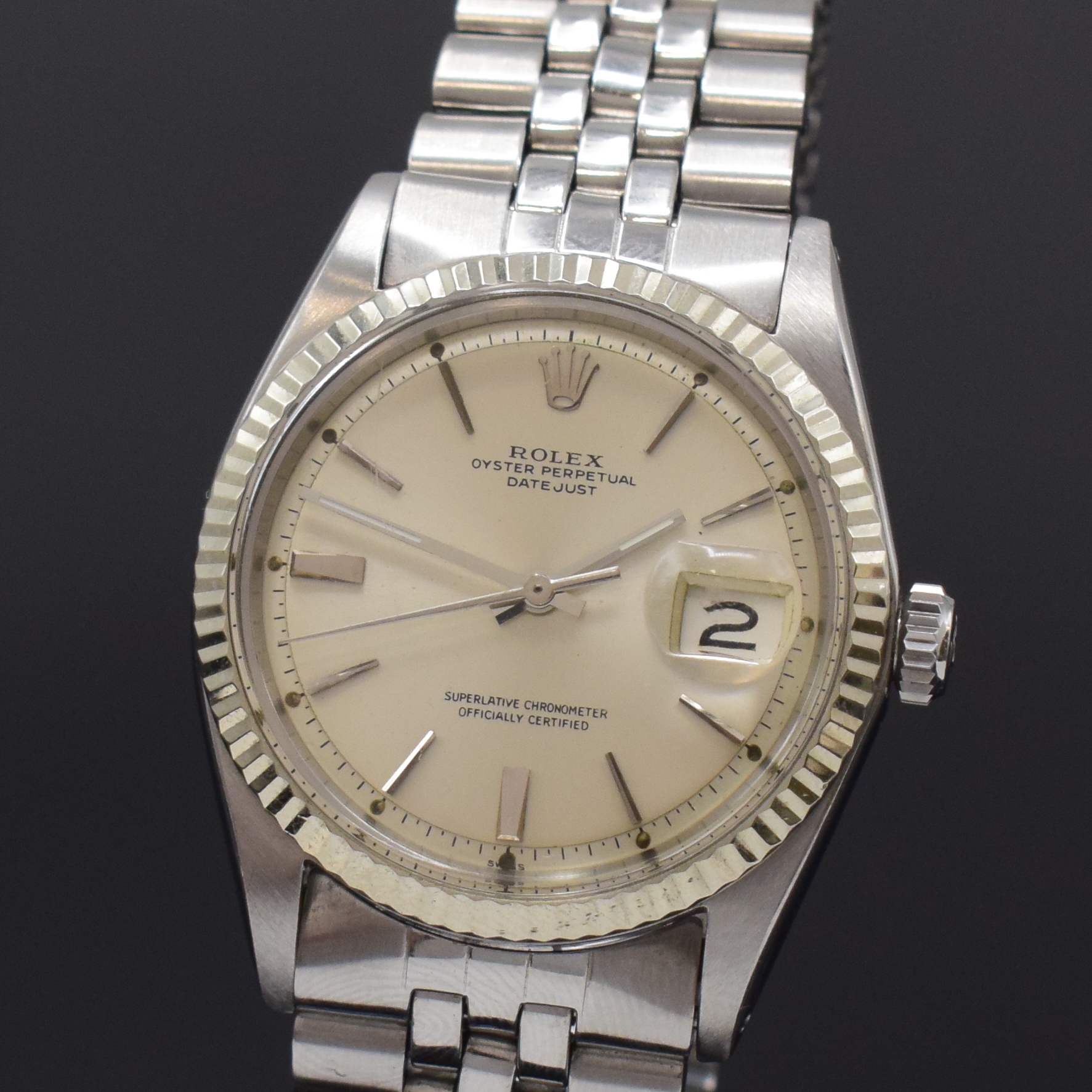 Detail a: ROLEX Herrenarmbanduhr Oyster Perpetual Datejust Referenz 1601, Schweiz um 1963, Automatik, verschr. Oystergeh., Jubileeband m. Faltschl., Endlinks ...