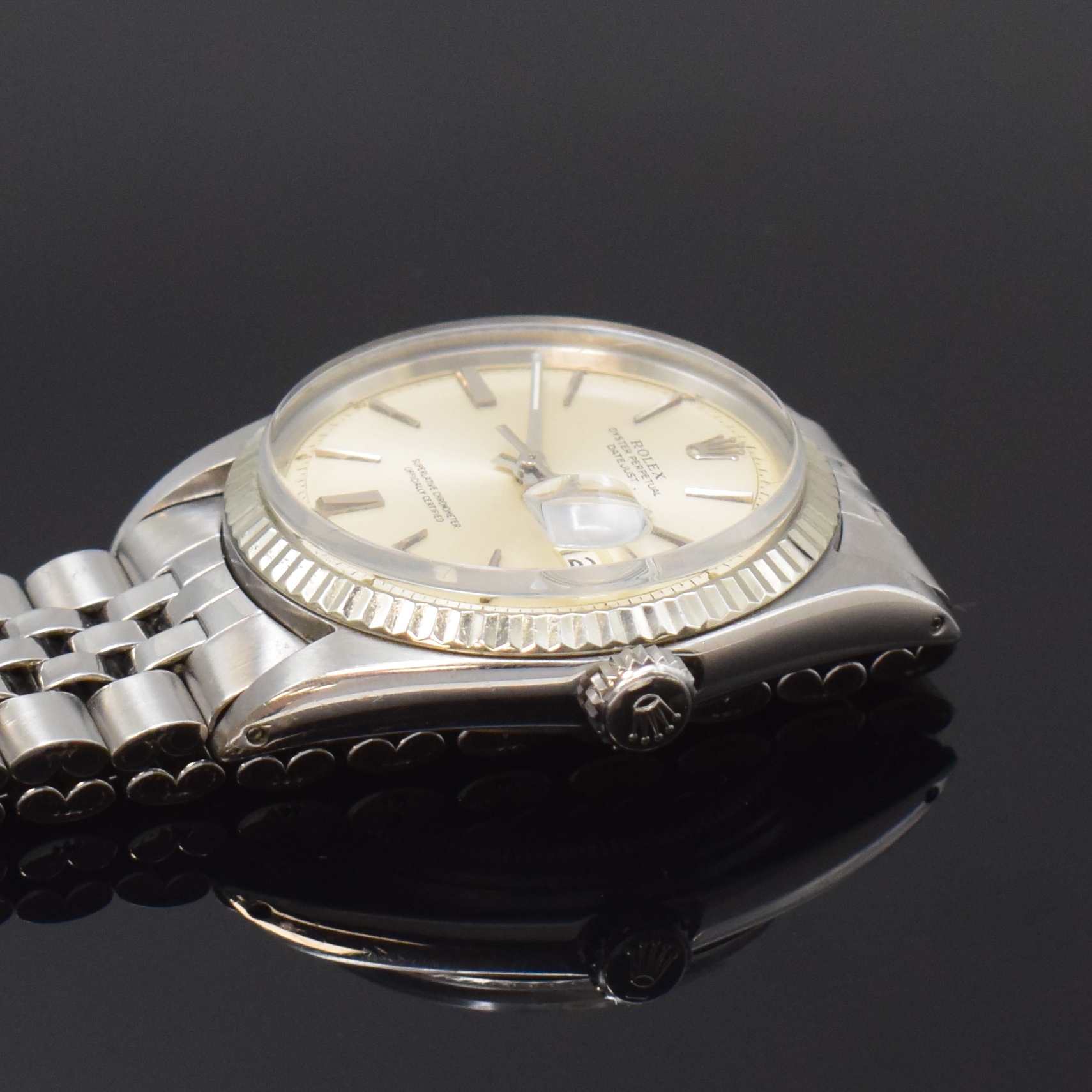 Detail c: ROLEX Herrenarmbanduhr Oyster Perpetual Datejust Referenz 1601, Schweiz um 1963, Automatik, verschr. Oystergeh., Jubileeband m. Faltschl., Endlinks ...